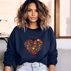 Herbstliches Sweatshirt mit Herzmotiv, Autumn Love Sweatshirt, kuscheliges Sweatshirt Herbst, Herbst Sweatshirt, besonderes Herbstoutfit