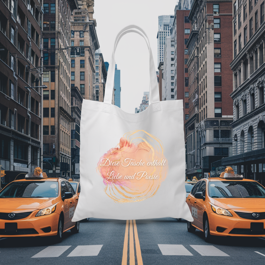 Romantische Tragetasche mit Botschaft, Tasche mit romantischen Design, elegante Tragetasche, Tasche für Poesie-Liebhaber