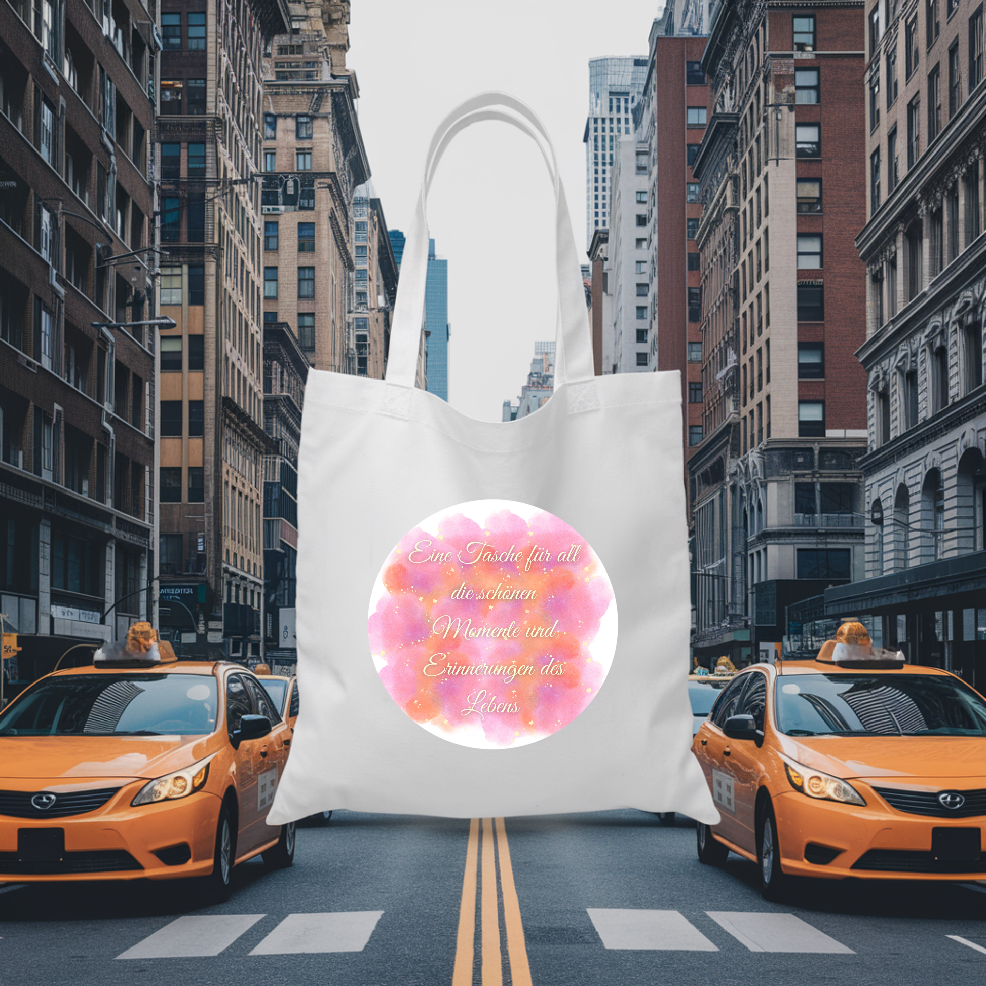 Schöne Tragetasche mit inspirierender Botschaft, Tragetasche mit Aquarell-Design, Botschaft mit Lebensfreude Tasche
