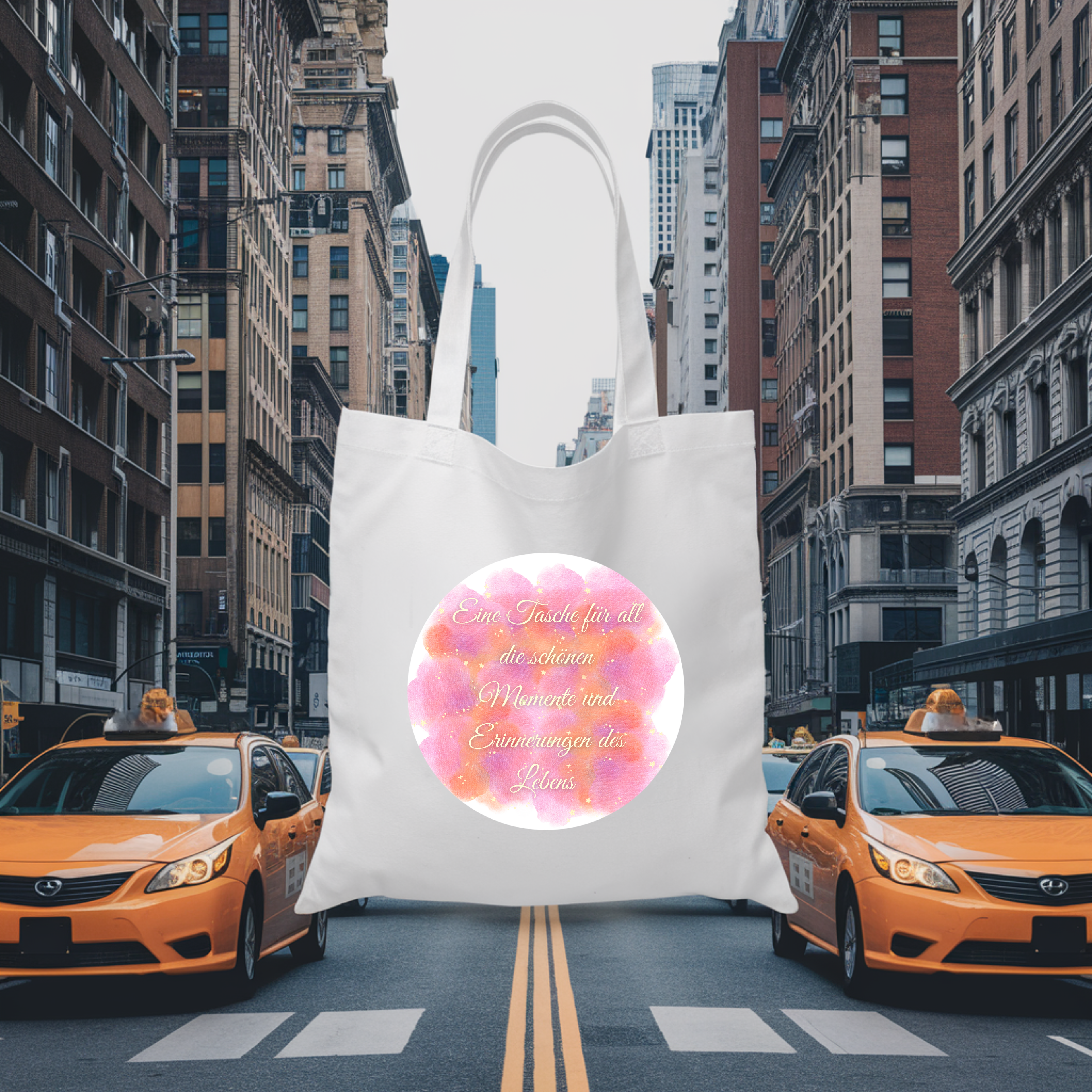 Schöne Tragetasche mit inspirierender Botschaft, Tragetasche mit Aquarell-Design, Botschaft mit Lebensfreude Tasche
