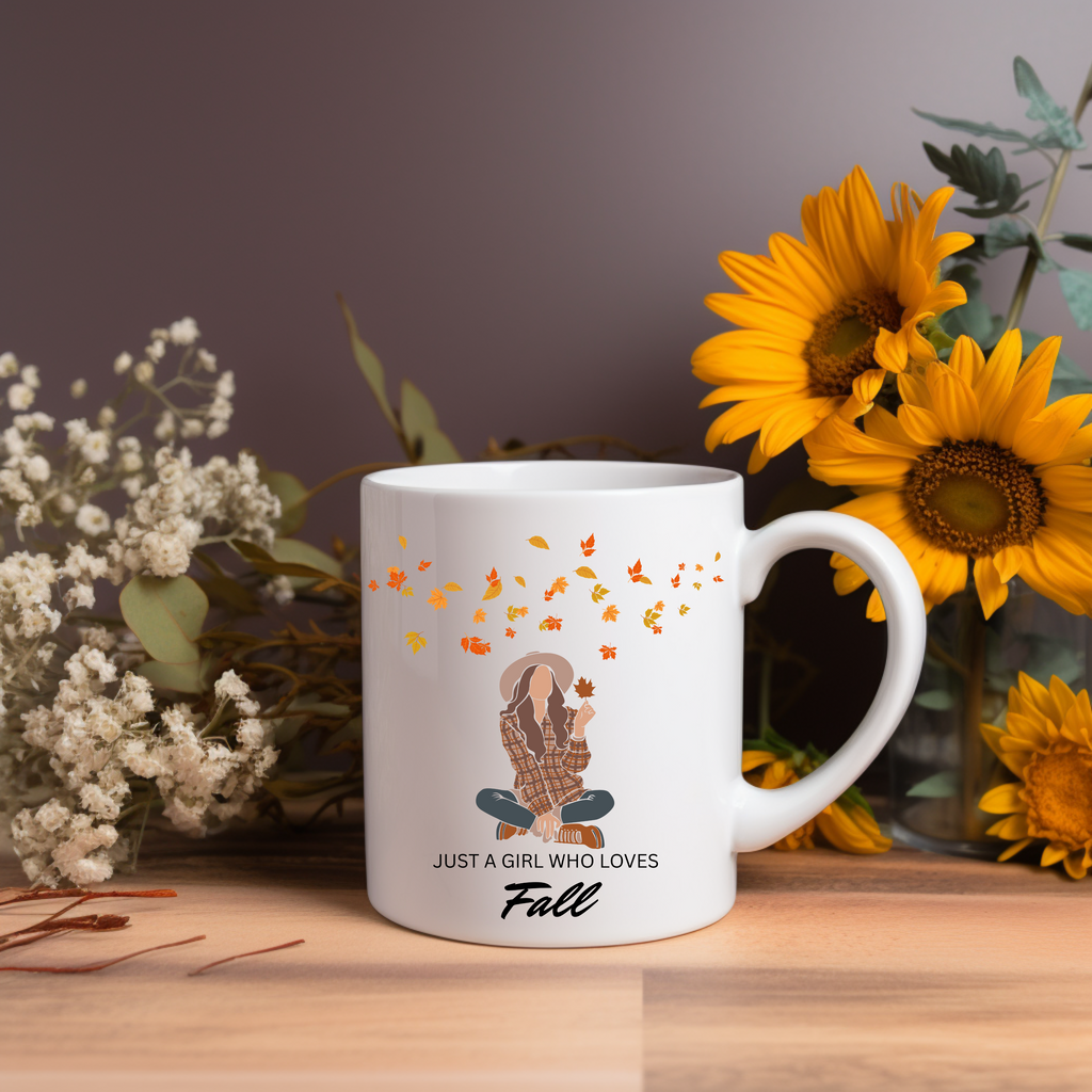 Herbstliche Frühstückstasse, Just a girl who loves fall-Tasse, Herbst Tasse, gemütliche Herbststimmung, Kaffeepause, Herbstmoment Tasse Tee