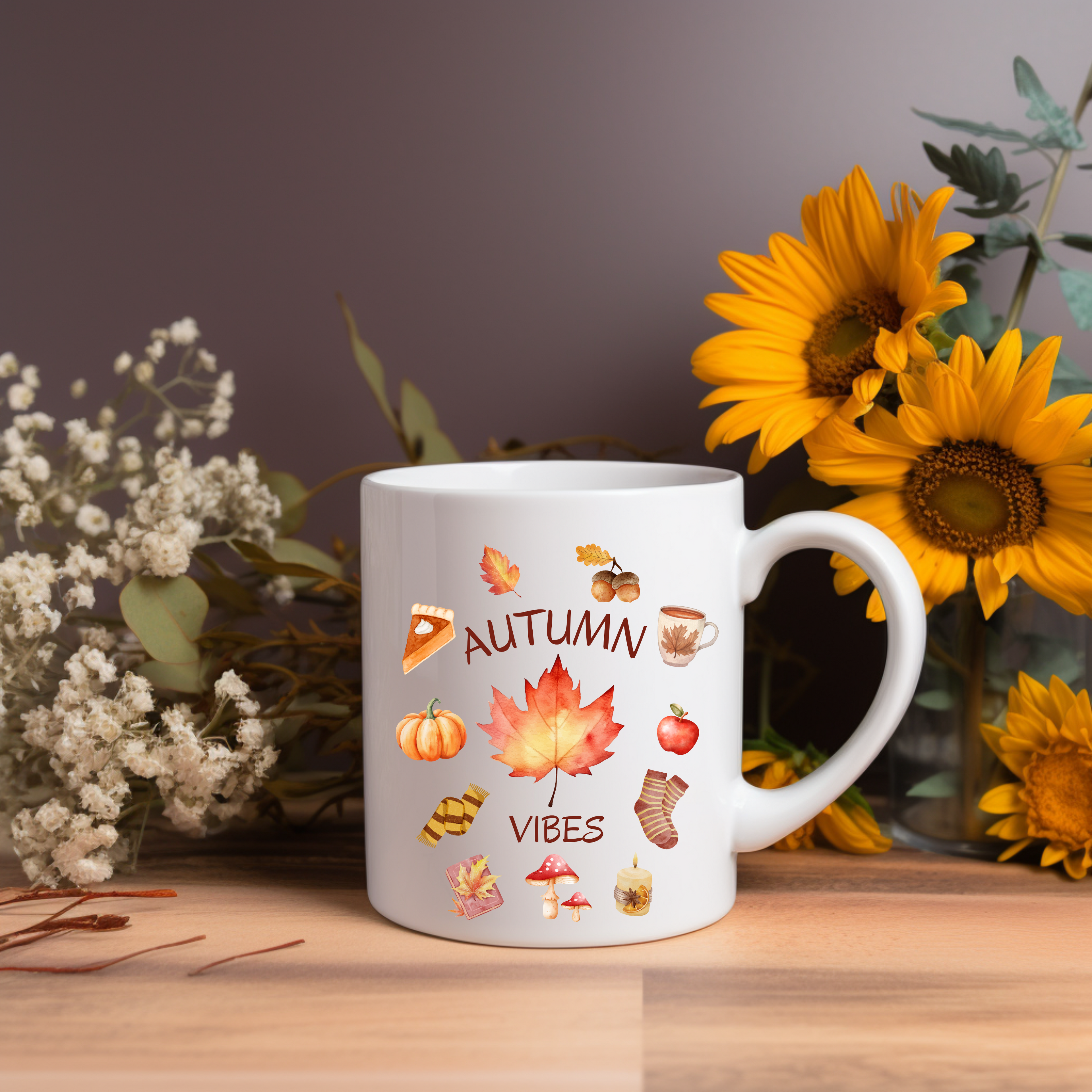 Schöne Autumn Vibes-Keramiktasse, Frühstückstasse, Herbst Tasse, stimmungsvolles Lebensgefühl, herbstliche Szene, liebevolle Illustrationen