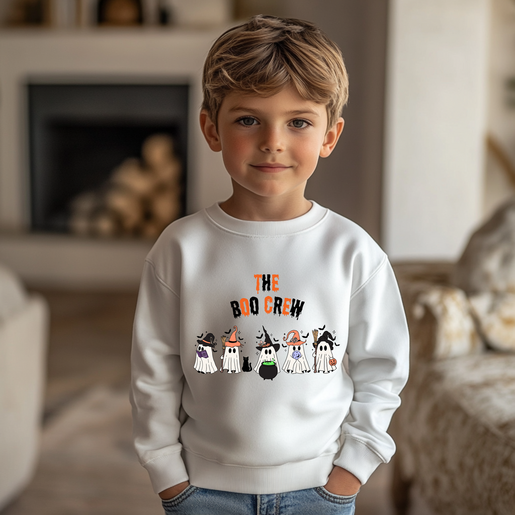 Schönes Halloween Geister Kinder Sweatshirt, Boo Crew Sweatshirt, Geister Sweatshirt, Must-Have Halloween, gute Laune Statement spooky season