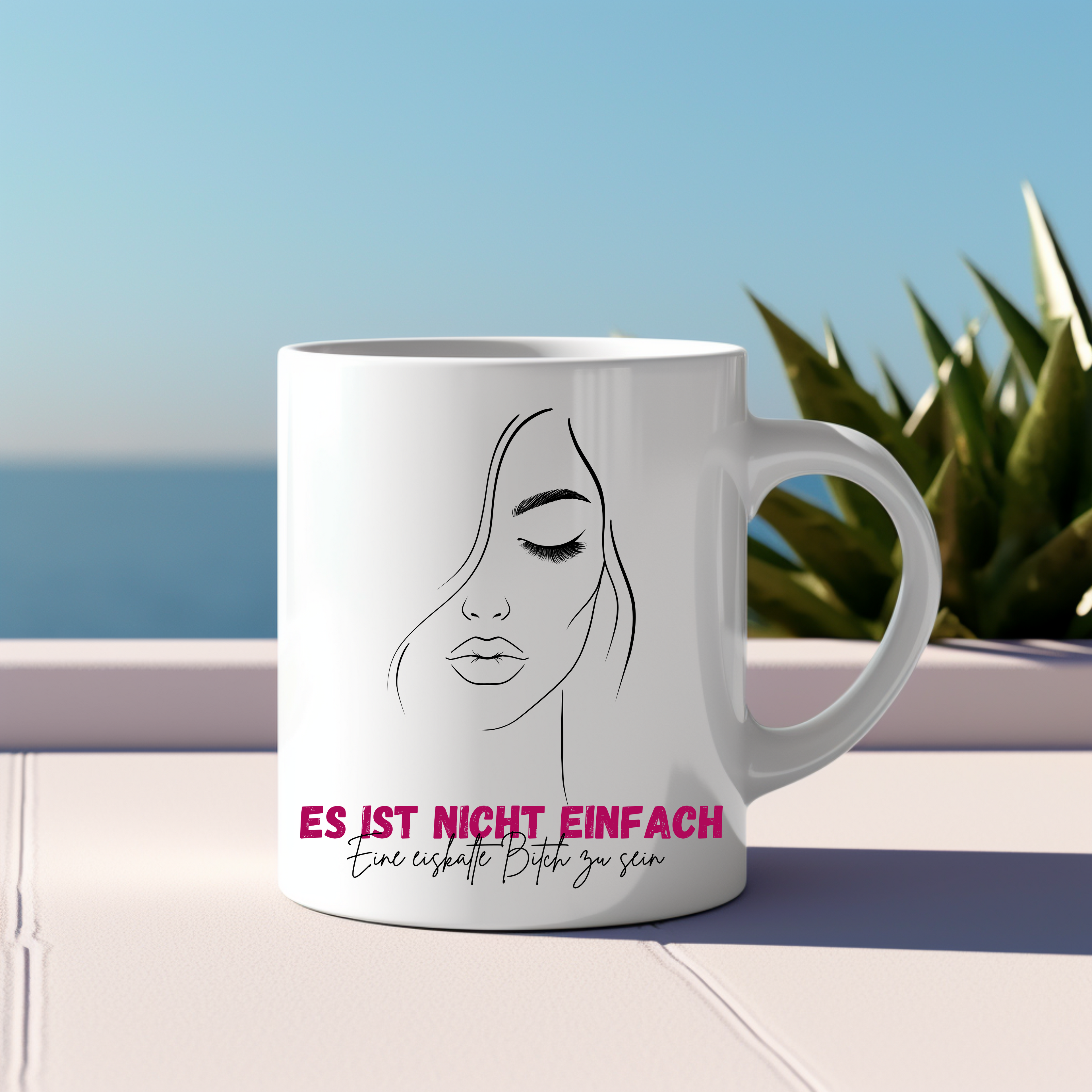 Keramiktasse mit frechen Spruch, Bitch-Tasse, Lineart-Design Tasse, Lineart-Stil, witziges Geschenk, Statement Tasse, humorvolle Tasse