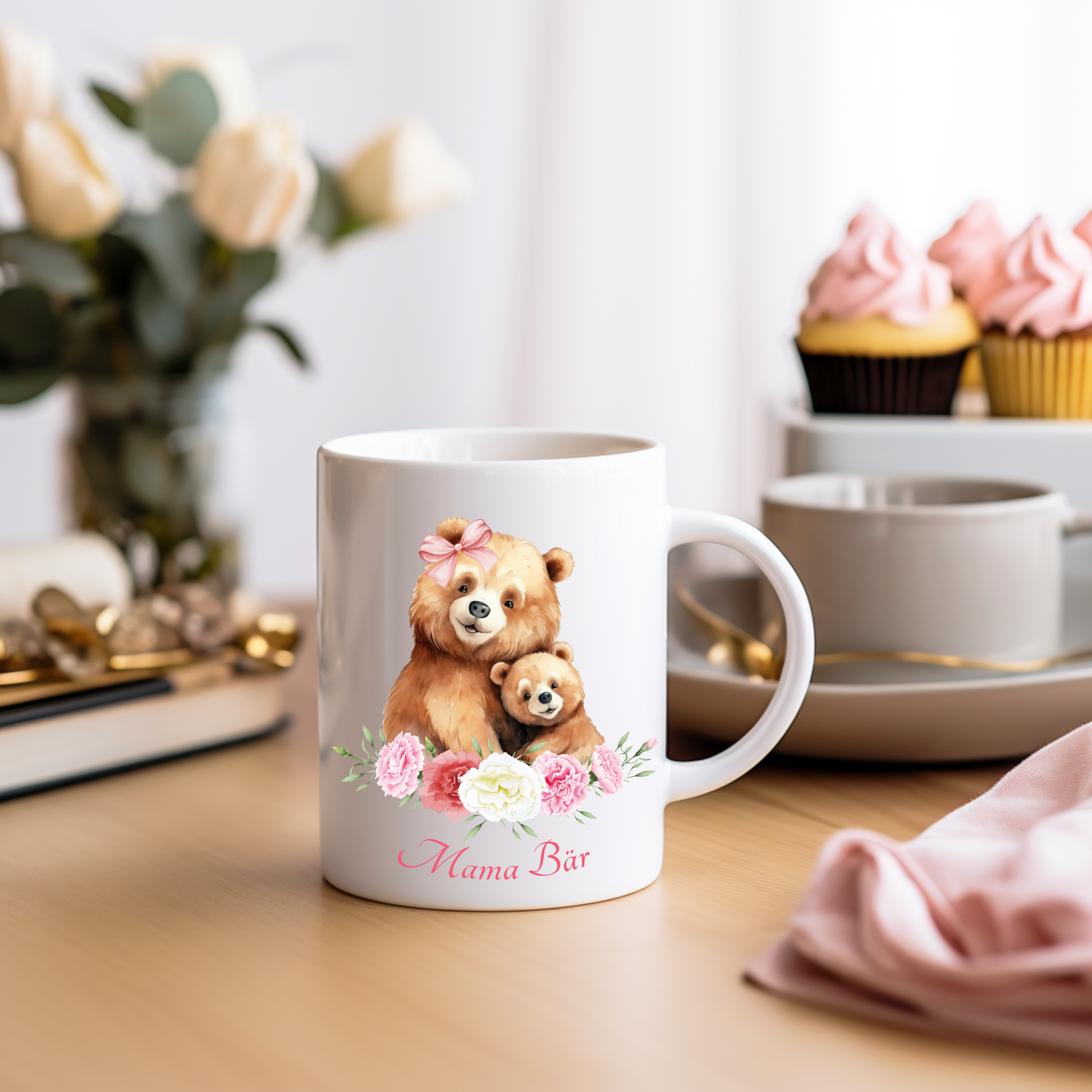 Zauberhafte Tasse Mama Bär, Tasse für Mütter, Geschenk für Mama, Frühstückstasse zum Muttertag, Geschenk zum Muttertag, rührendes Motiv