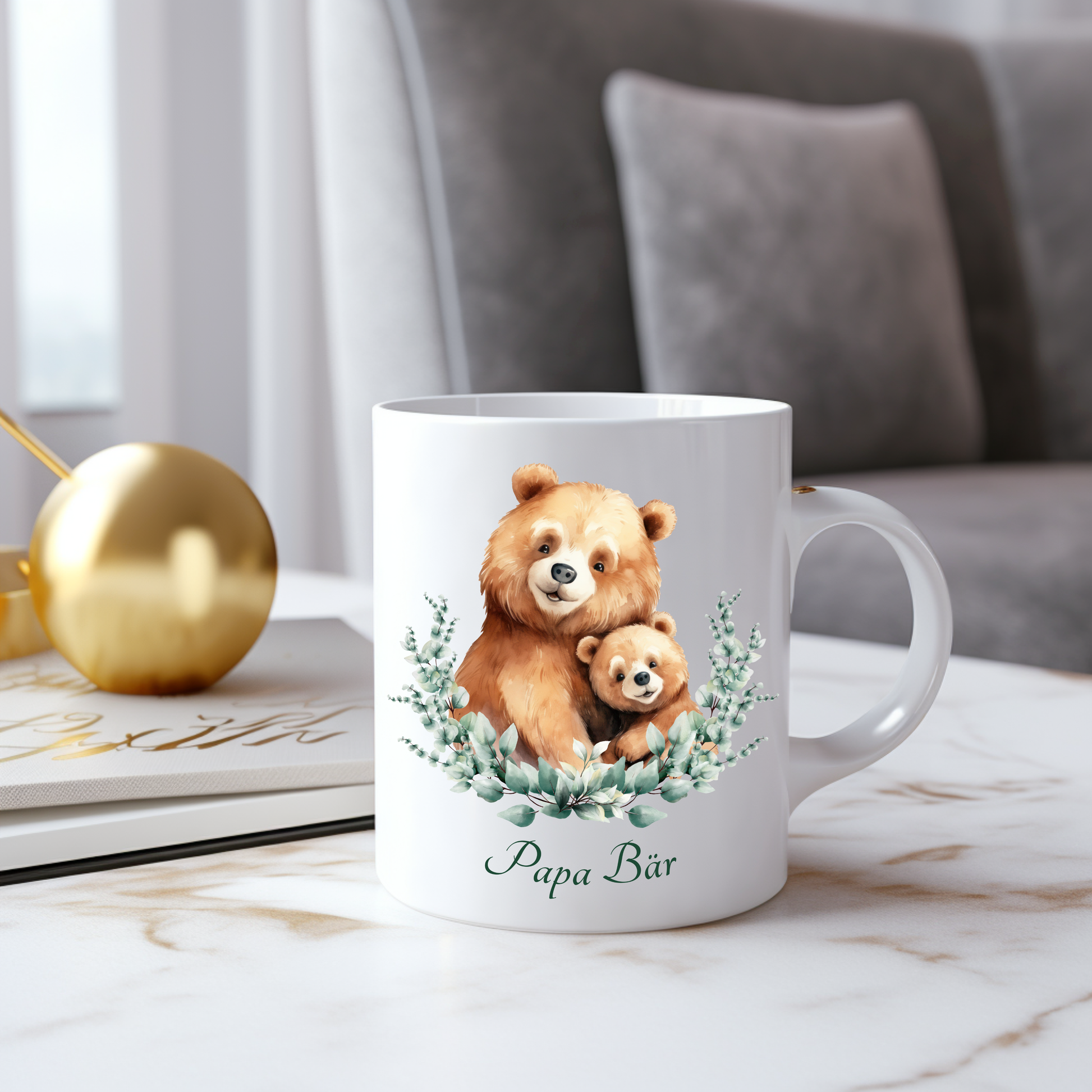 Wunderschöne Papa Bär Tasse, Frühstückstasse für Papas, besondere Bären Tasse, liebevolles Design Tasse, Hommage an großartige Väter Tasse