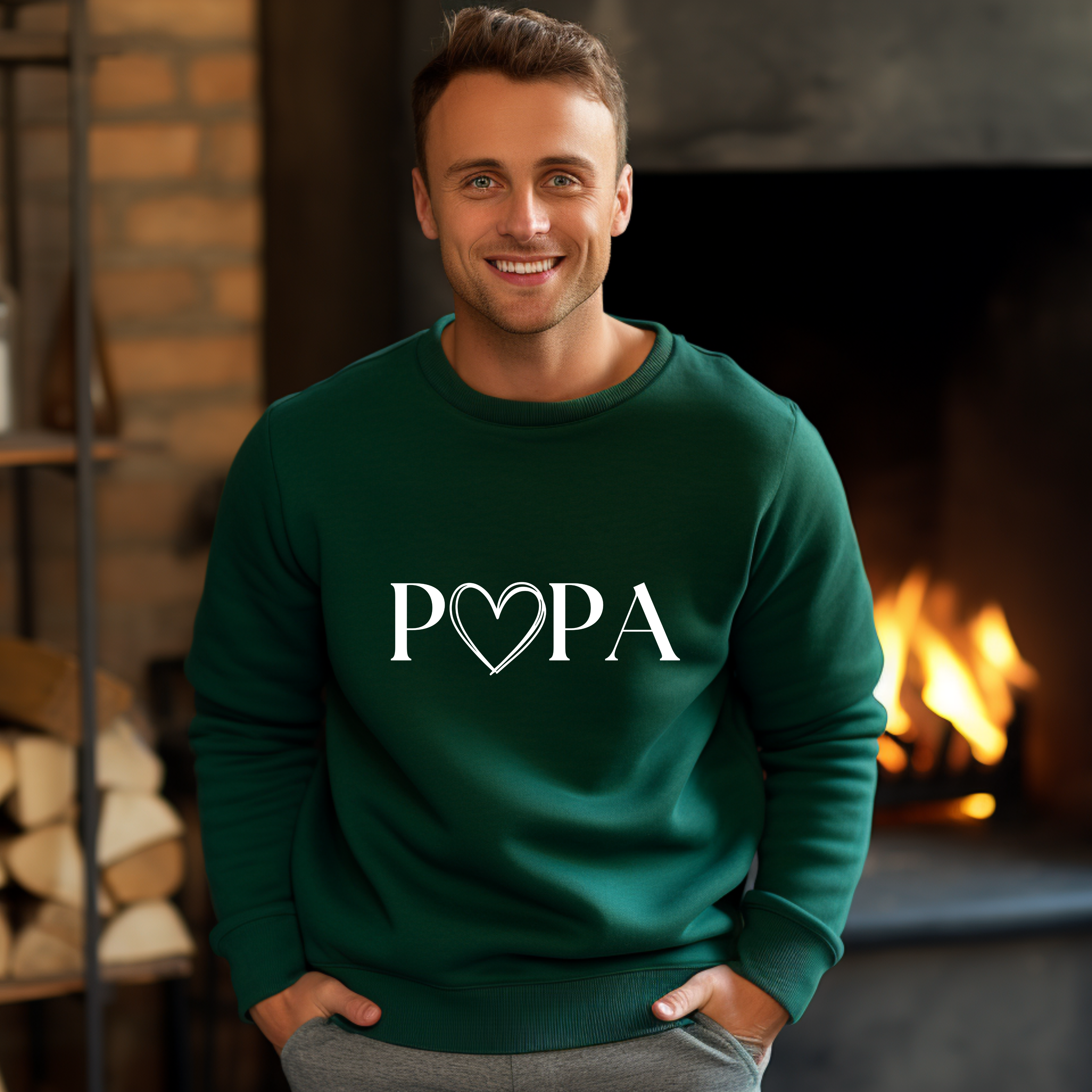 Schlichter Papa Pullover mit weißen Herz, Papa Pullover, Pullover für Papas, Geschenk zum Vatertag, Hommage an Väter, Statement-Piece Papa