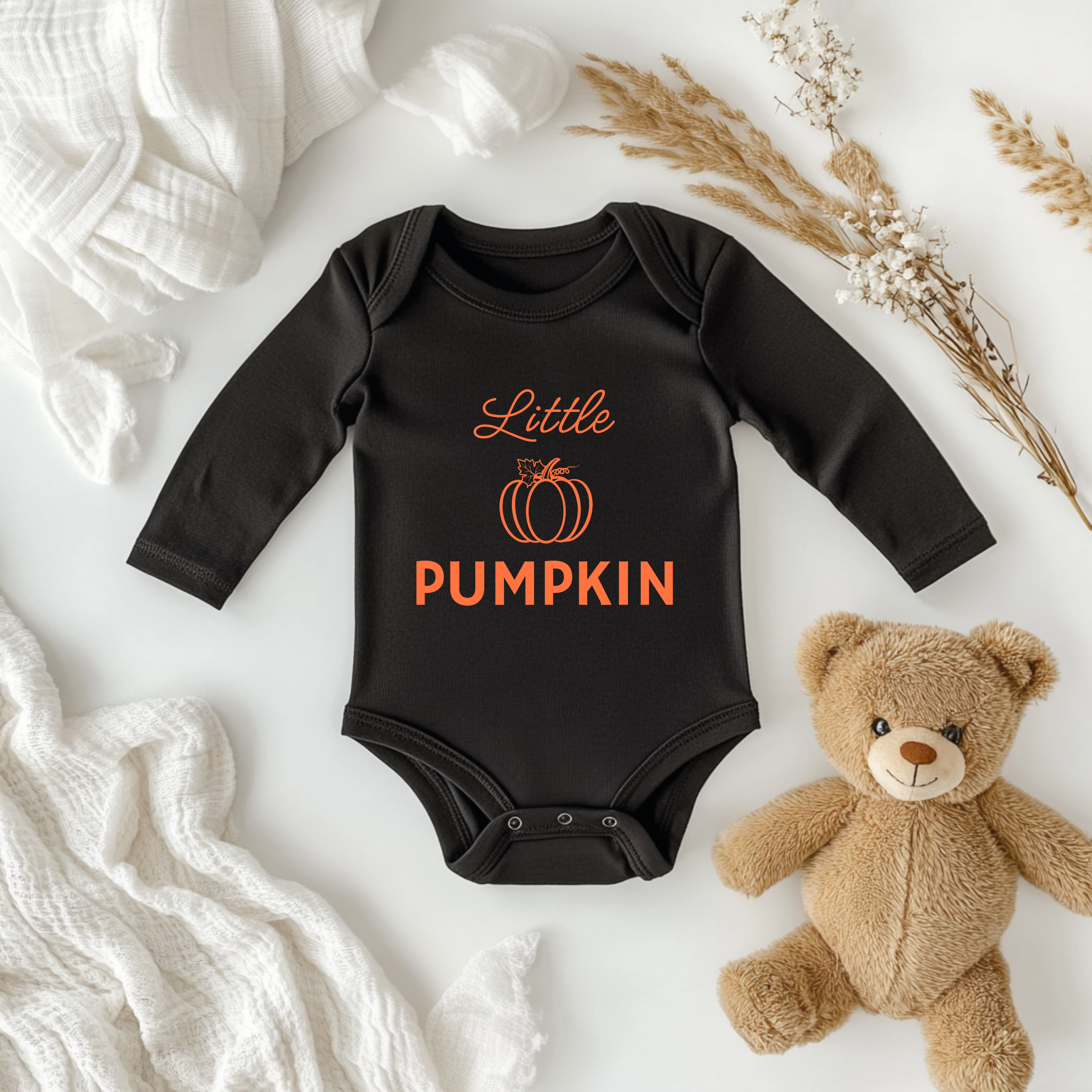 Bezaubernder Little Pumpkin-Strampler, Strampler mit Kürbis-Motiv, Herbstbaby Strampler, Strampler im Lineart-Stil, kuschelige Outfits Baby
