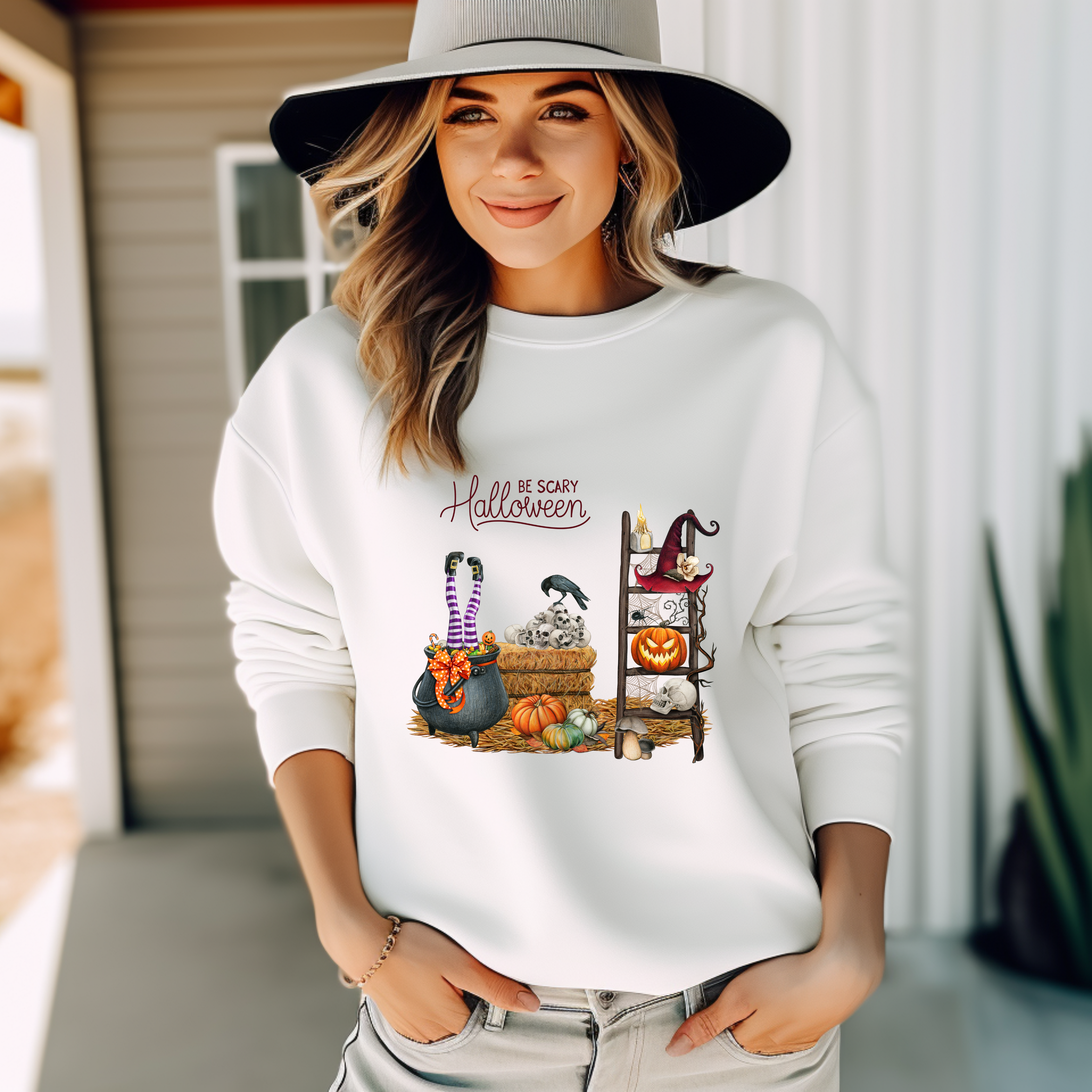 Einzigartiges Halloween Sweatshirt, Be Scary Halloween-Sweatshirt, gruselig-cooles Sweatshirt, Sweatshirt spooky season, Halloween-Party