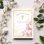 Schöne florale Konfirmationseinladungen im 10er-Set, Einladungskarten-Set Konfirmation, Konfirmation mit Stil, christliche Symbolik Karten