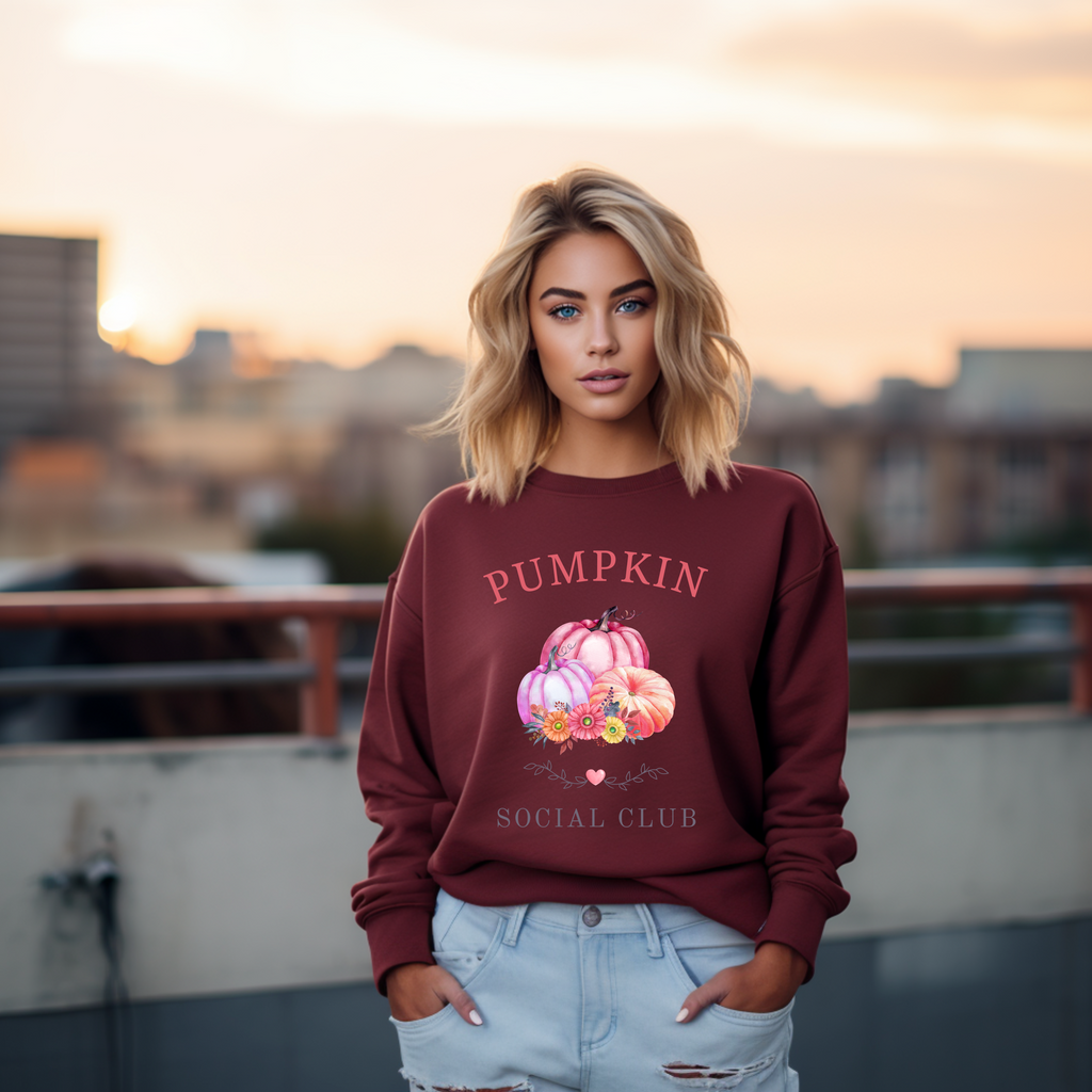Einzigartiges Kürbis Sweatshirt, Pumpkin Social Club Sweatshirt, Herbst Sweatshirt, Statement-Piece für Herbst-Fans, herbstliches Sweatshirt