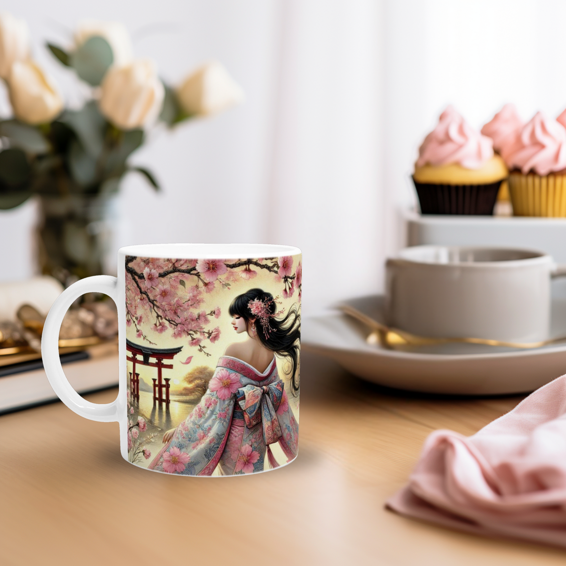 Wunderschöne Keramiktasse Kirschblütenzeit, Sakura-Blüte Tasse, Japan Tasse, Kirschblüten-Tasse, Tasse für Japan-Fans, japanische Eleganz