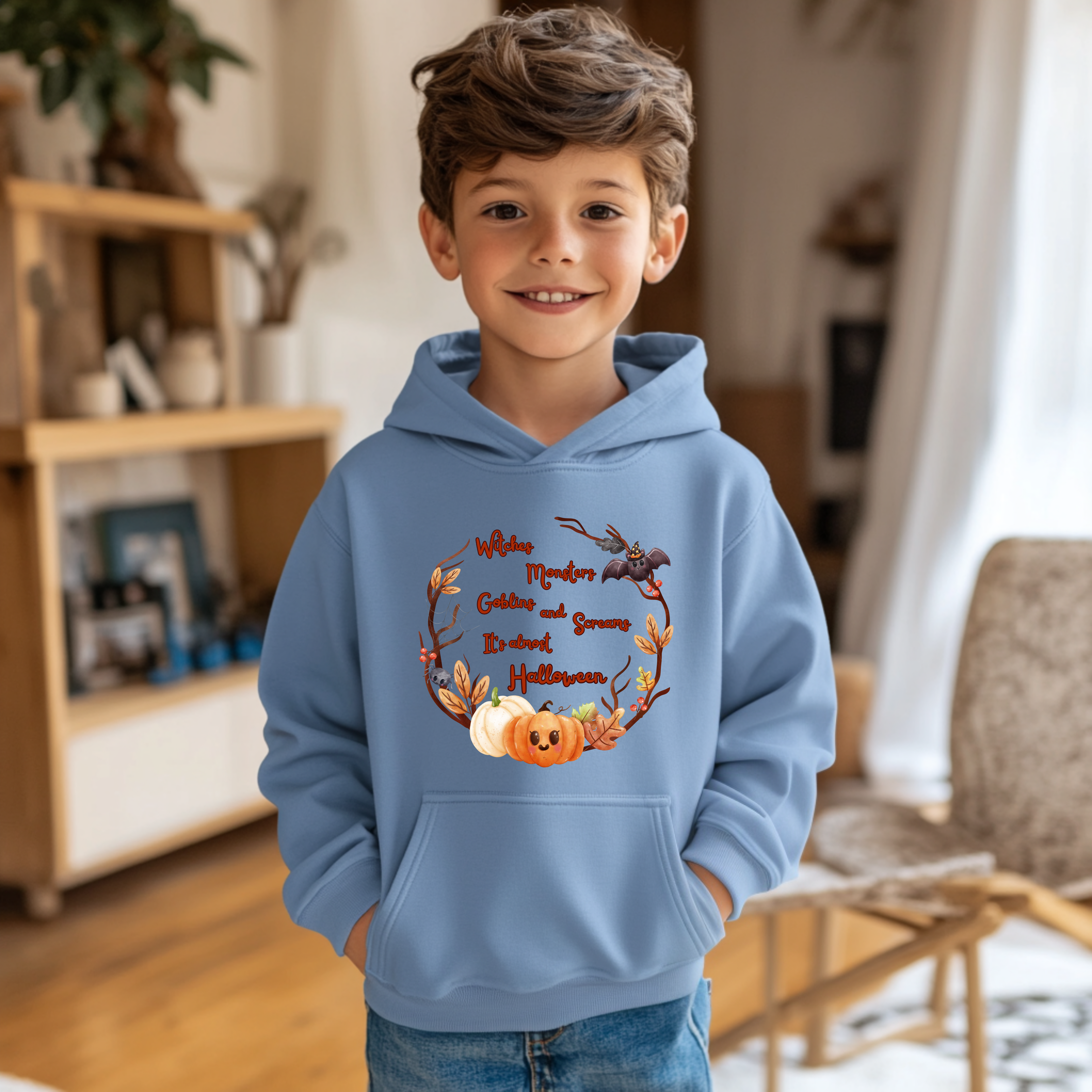 Klassisches Halloween Kinder Sweatshirt, Witches Monsters Goblins and Screams-Sweatshirt, süßes Halloween Sweatshirt, Halloween-Party Sweatshirt