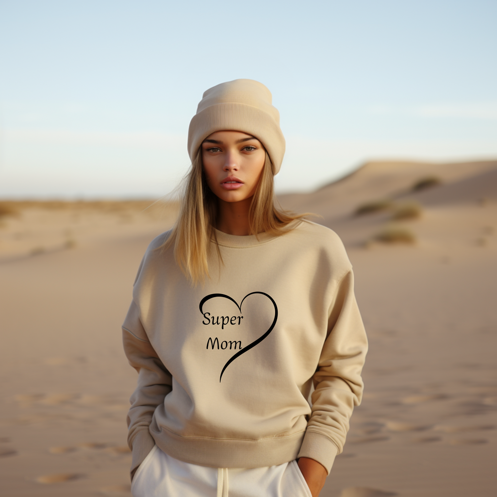 Stilvoller Pullover Super Mom, Pullover für Mamas, Mama ist eine Superheldin, modernes Design Pullover, modisches Highlight für Mamas