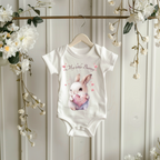Häschen Baby Strampler mit kleinen Herzen, My little Bunny Strampler, Baby Body mit Häschen und Herz Motiv, liebevoll Babybekleidung