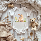 Zauberhafter Baby-Strampler mit niedlichen Hasen, Frühlings-Strampler, erstes Osterfest, originelles Geschenk Baby, Strampler mit Osterhasen