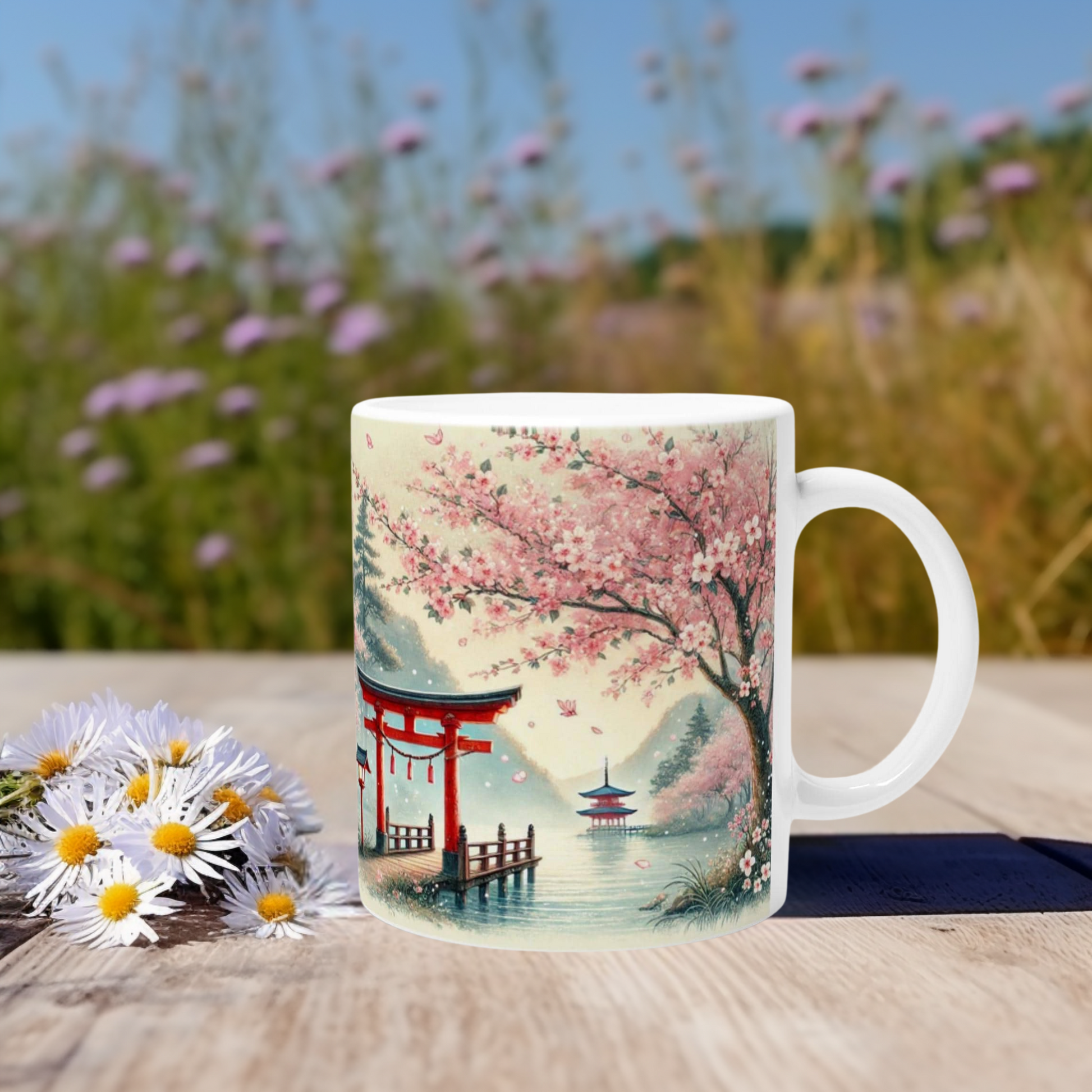 Harmonische Japan-Tasse mit Kirschblütenmotiv, Kirschblüten-Tasse, Magie Japans Tasse, Kirschblütenzeit Tasse