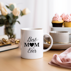 Stylish mug Best Mom ever, ceramic mug for mothers, mom mug in lineart style, simple elegant design, favorite piece for everyday use