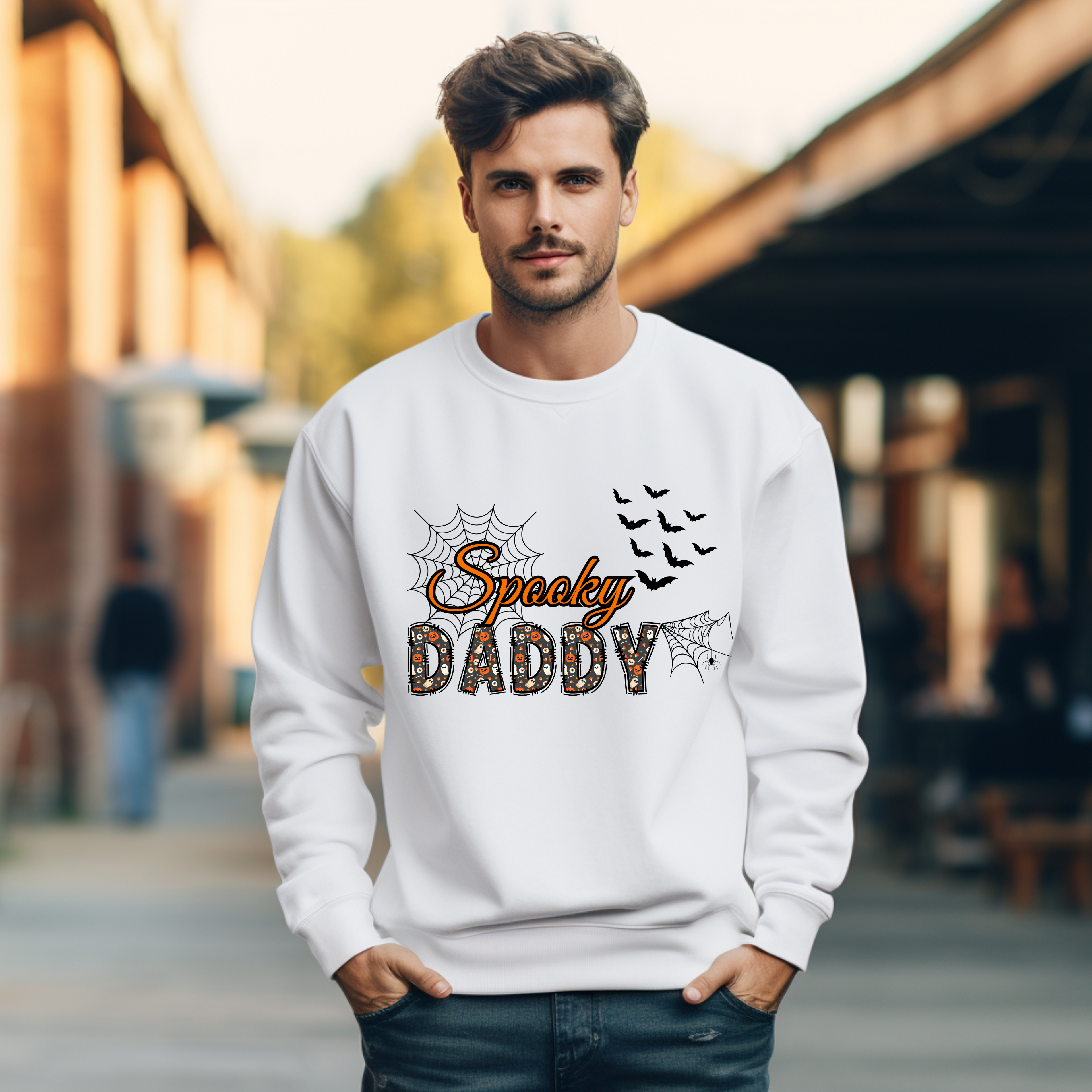 Stylisches Halloween Sweatshirt für Väter, Spooky Daddy Sweatshirt, Halloween Sweatshirt, Must-Have für Papas, Halloween Papa Sweatshirt