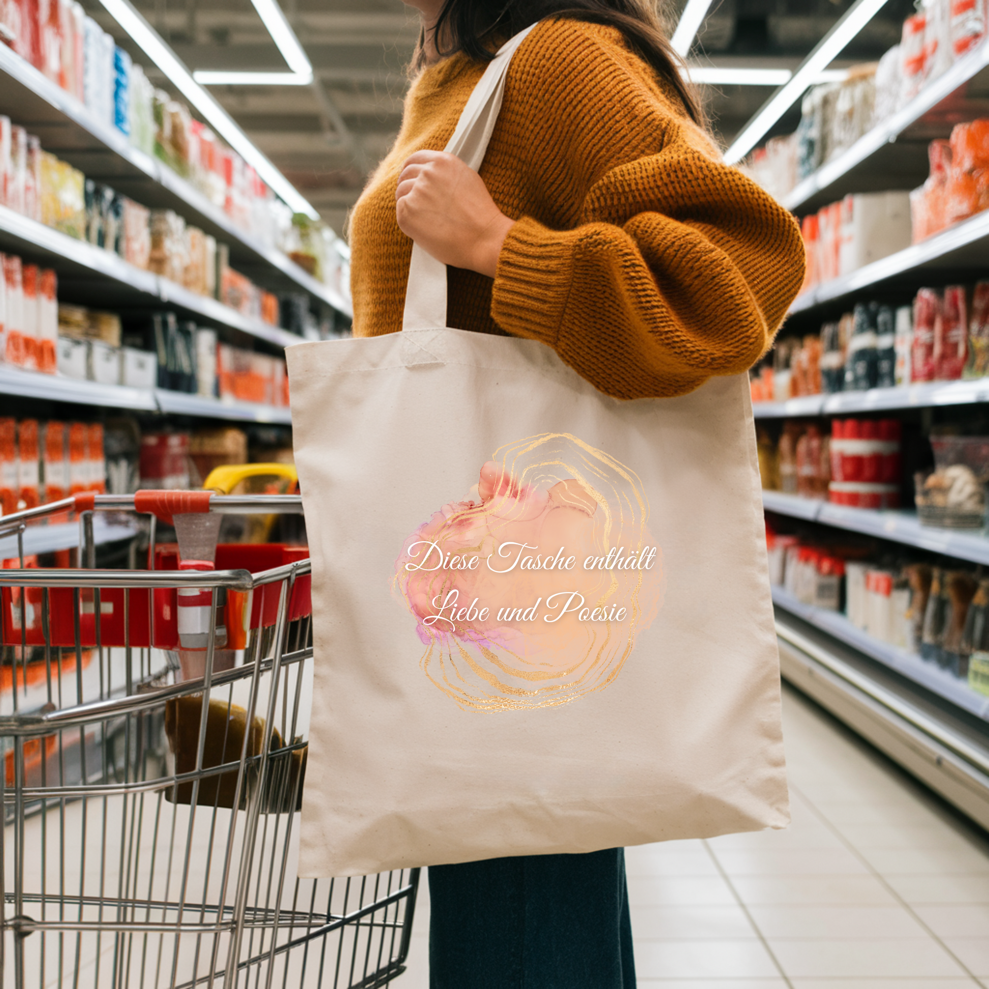 Romantische Tragetasche mit Botschaft, Tasche mit romantischen Design, elegante Tragetasche, Tasche für Poesie-Liebhaber