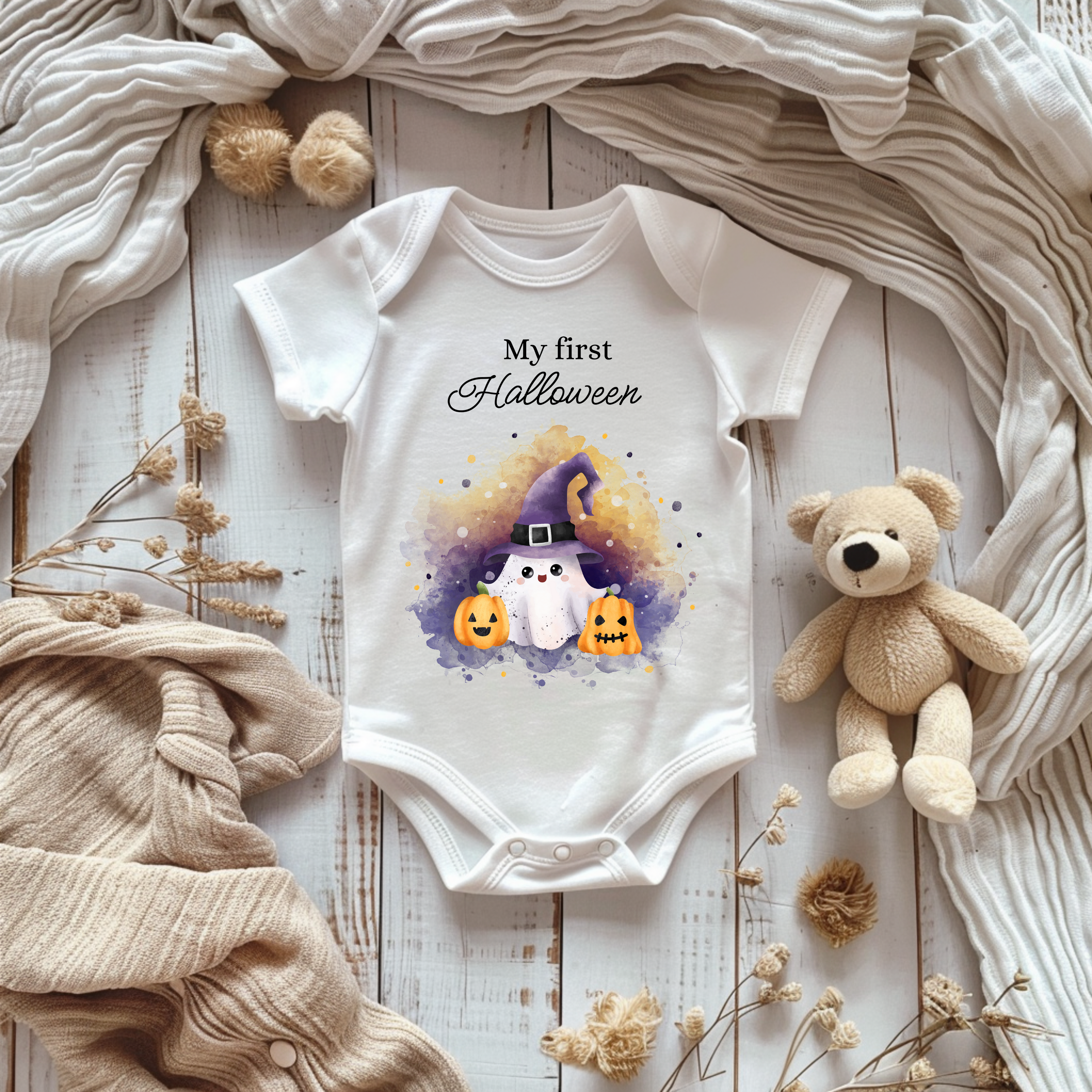 Niedlicher Geister-Strampler für Babys, Halloween Geist Strampler, Baby-Strampler mit Geistermotiv, süßes Outfit fürs erste Halloween