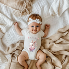 Häschen Baby Strampler mit kleinen Herzen, My little Bunny Strampler, Baby Body mit Häschen und Herz Motiv, liebevoll Babybekleidung