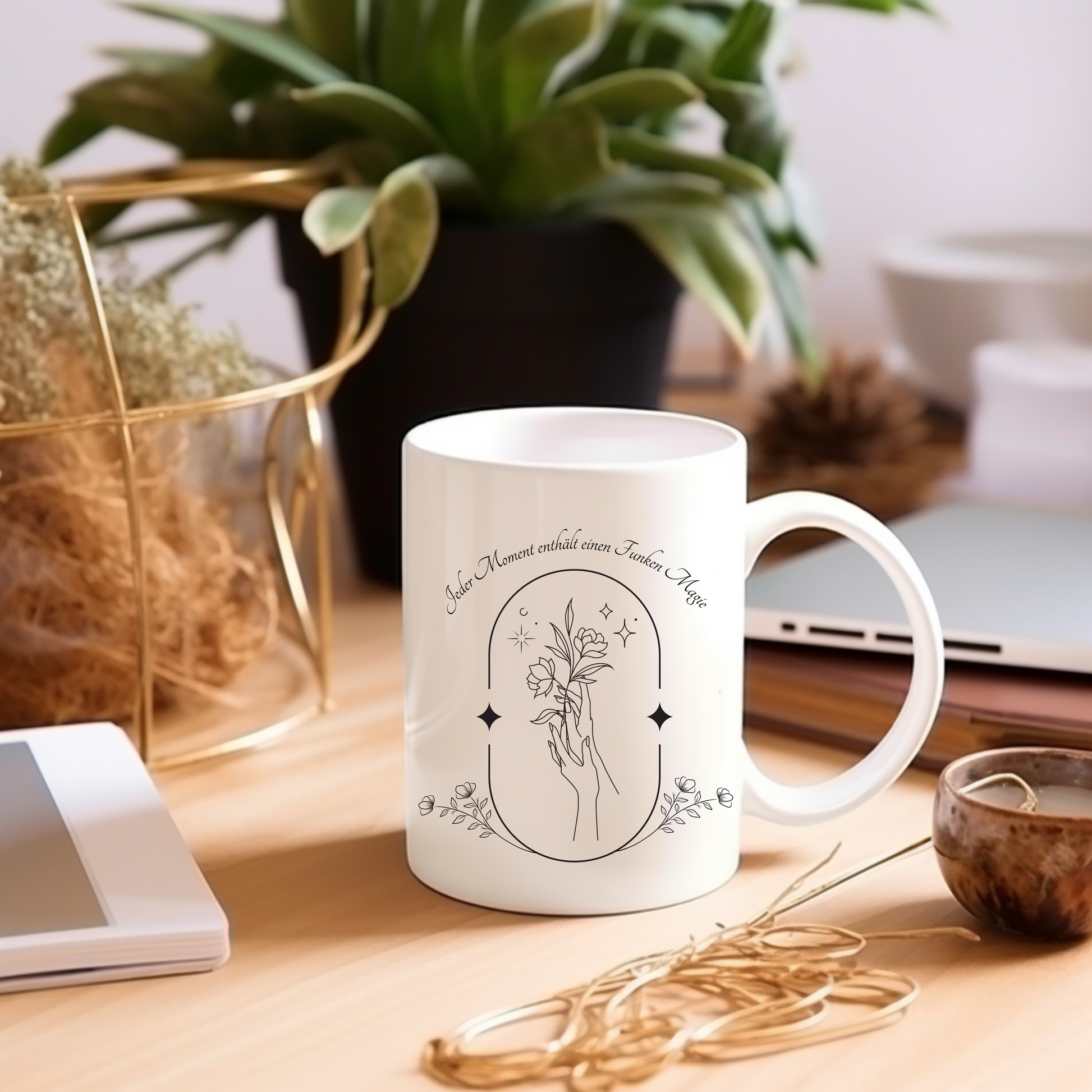 Einzigartigen Keramiktasse mit Lineart-Design, Tasse im Lineart-Stil, schlichte Tasse mit Spruch