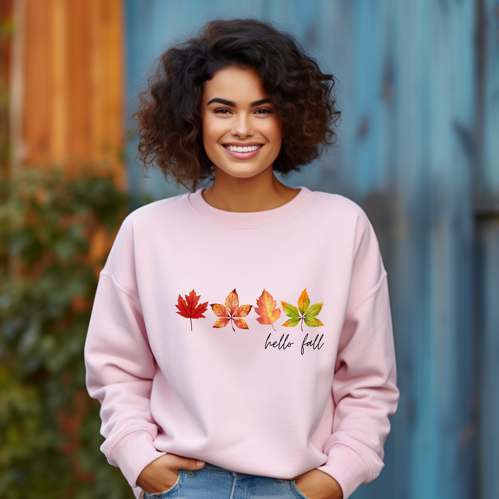Schönes hello fall Sweatshirt, herbstliches Blätter Sweatshirt, wohliges Gefühl Herbstoutfit, Herbstfreude Sweatshirt, Herbst Sweatshirt