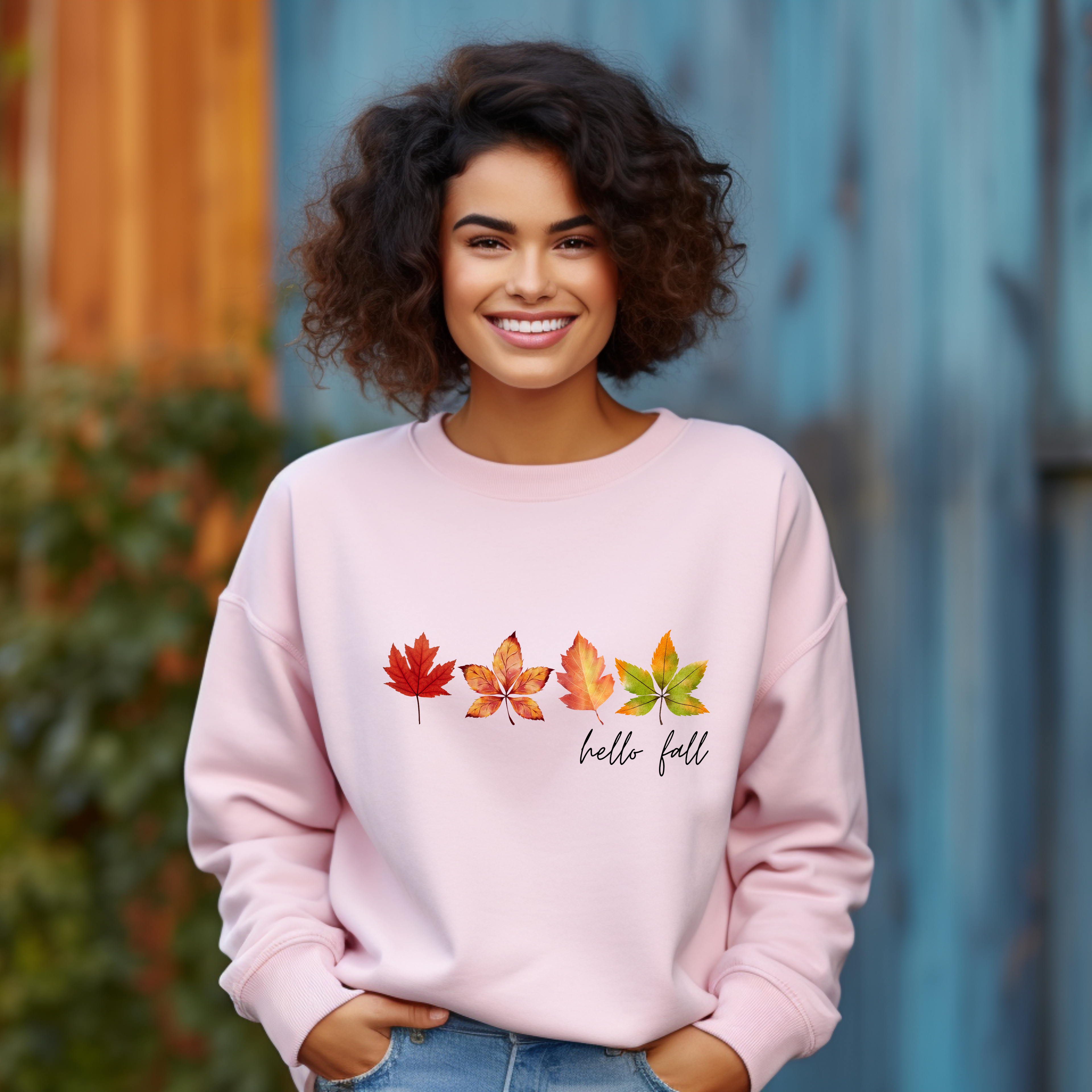 Schönes hello fall Sweatshirt, herbstliches Blätter Sweatshirt, wohliges Gefühl Herbstoutfit, Herbstfreude Sweatshirt, Herbst Sweatshirt