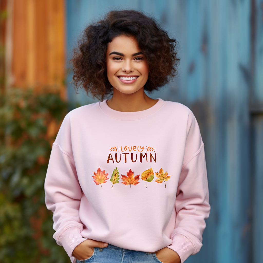 Herbstliches Sweatshirt, Lovely Autumn Sweatshirt, stilvolles Sweatshirt mit Herbstblätter Motiv, kuscheliges Outfit, Herbst Sweatshirt