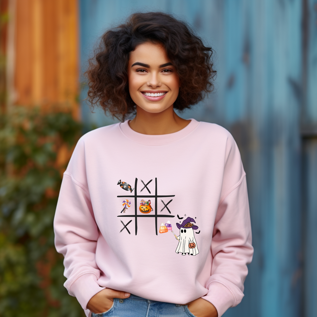 Originelles Halloween Geister Sweatshirt, Geister Sweatshirt, Tic Tac Toe Halloween Ghost Sweatshirt, Must-Have spooky season, Party-Look