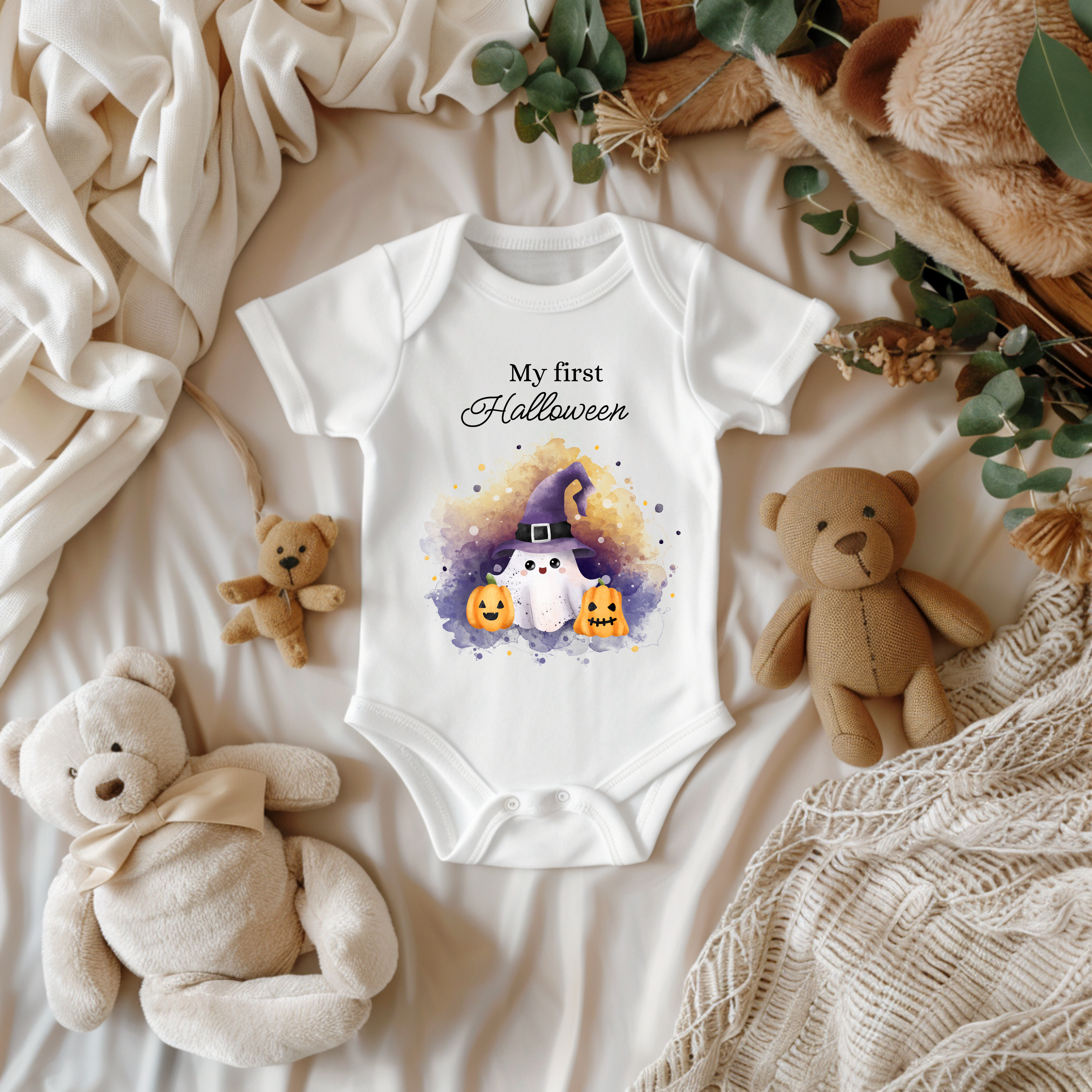Niedlicher Geister-Strampler für Babys, Halloween Geist Strampler, Baby-Strampler mit Geistermotiv, süßes Outfit fürs erste Halloween