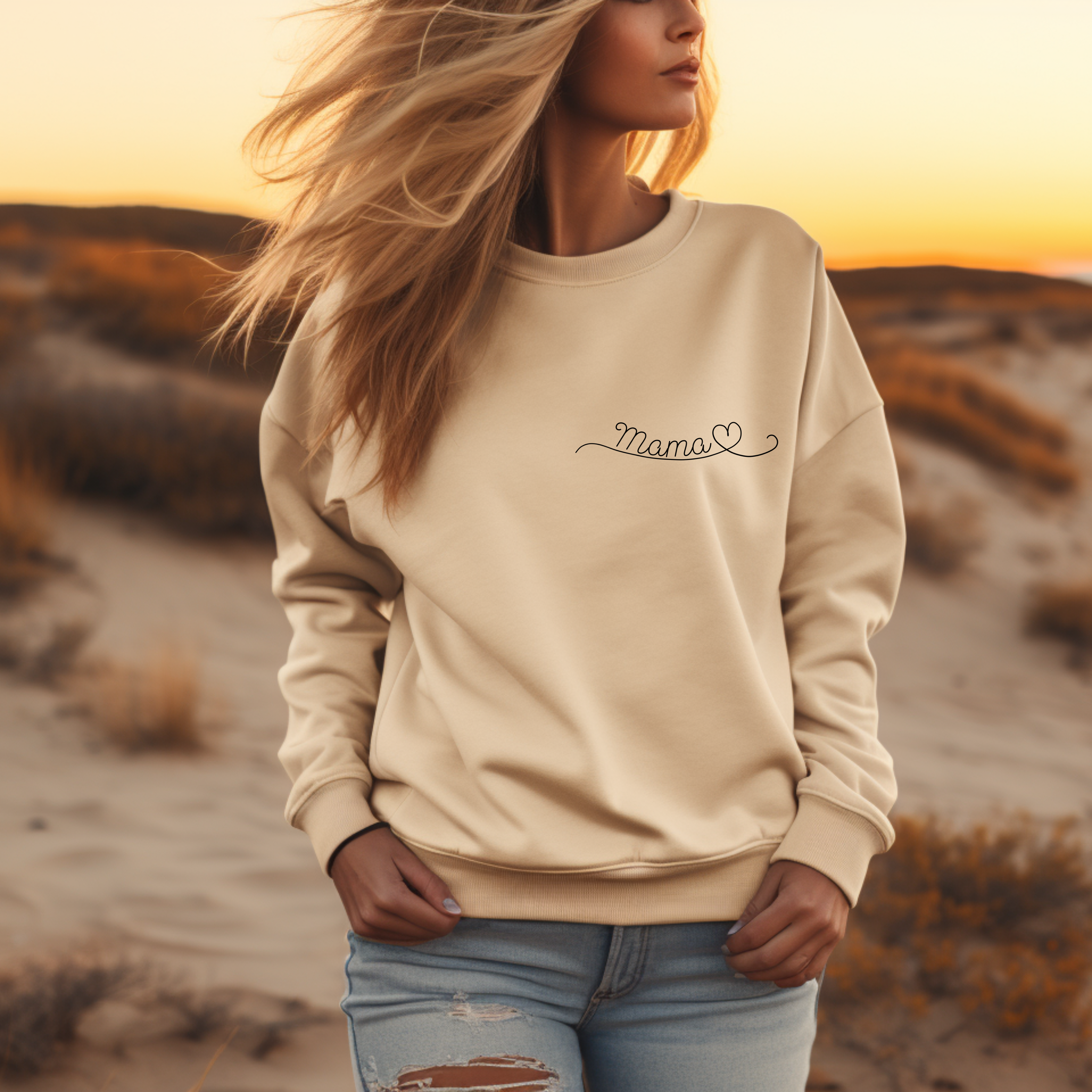 Stilvoller Mama Pullover im Lineart-Design, liebevolle Hommage Pullover, Lineart-Design Pullover, Geschenk für Mama, Geschenk zum Muttertag