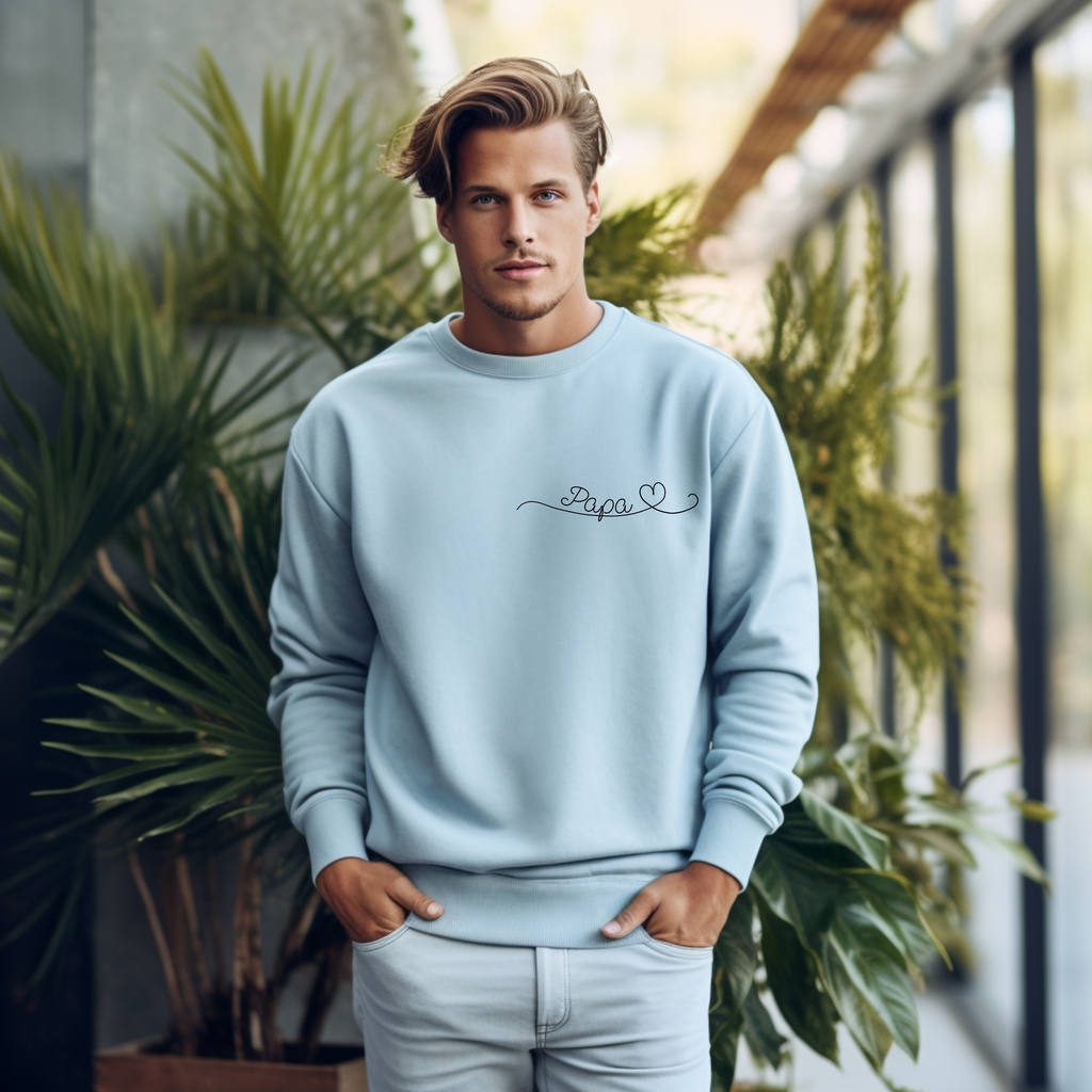 Stilvoller Lineart-Pullover für Papas, Papa Pullover, Geschenk für Väter Vatertag, modernes Design Pullover, Herz im Lineart-Stil Pullover