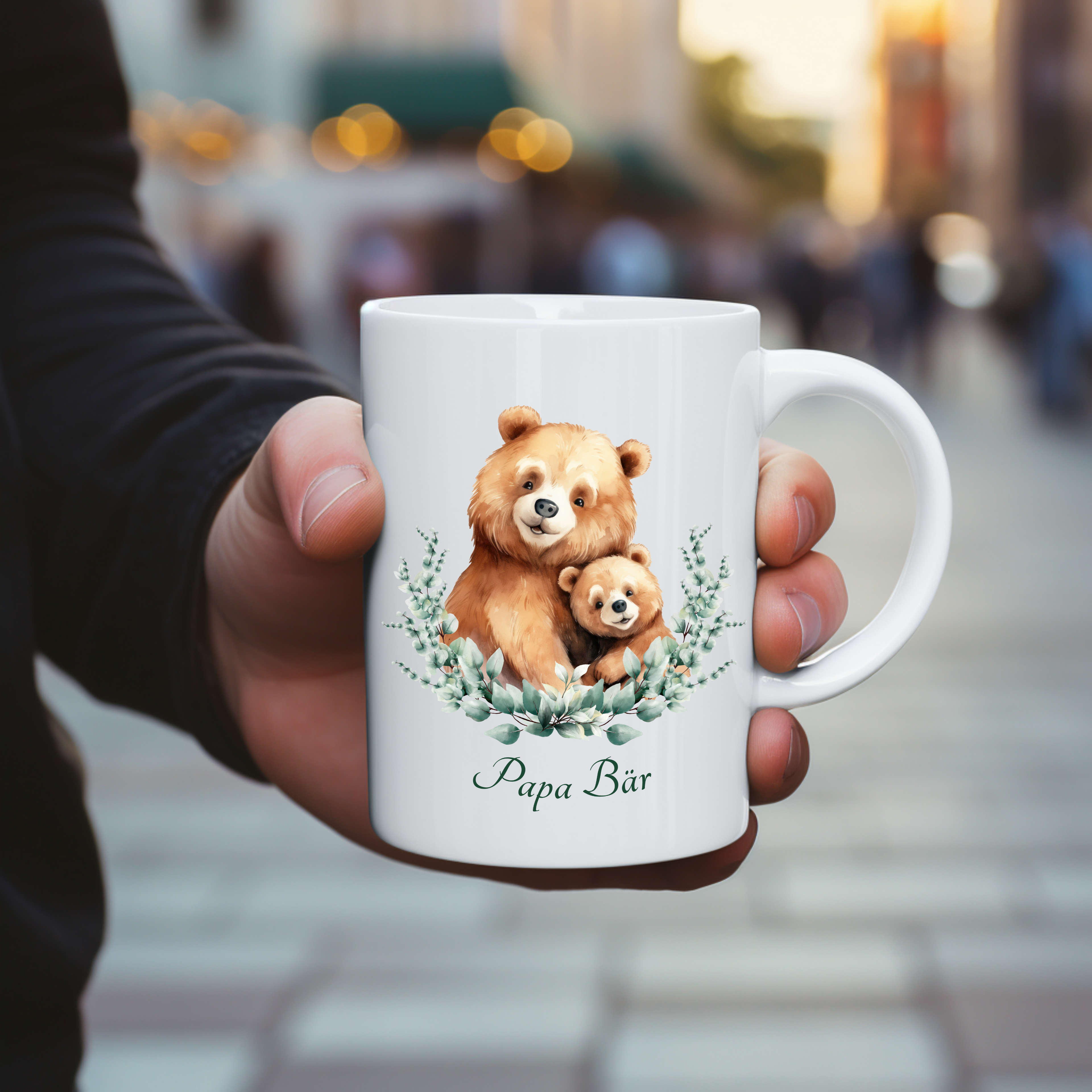Beautiful Papa Bear Mug, Breakfast Mug for Dads, Special Bear Mug, Loving Design Mug, Homage to Great Fathers Mug