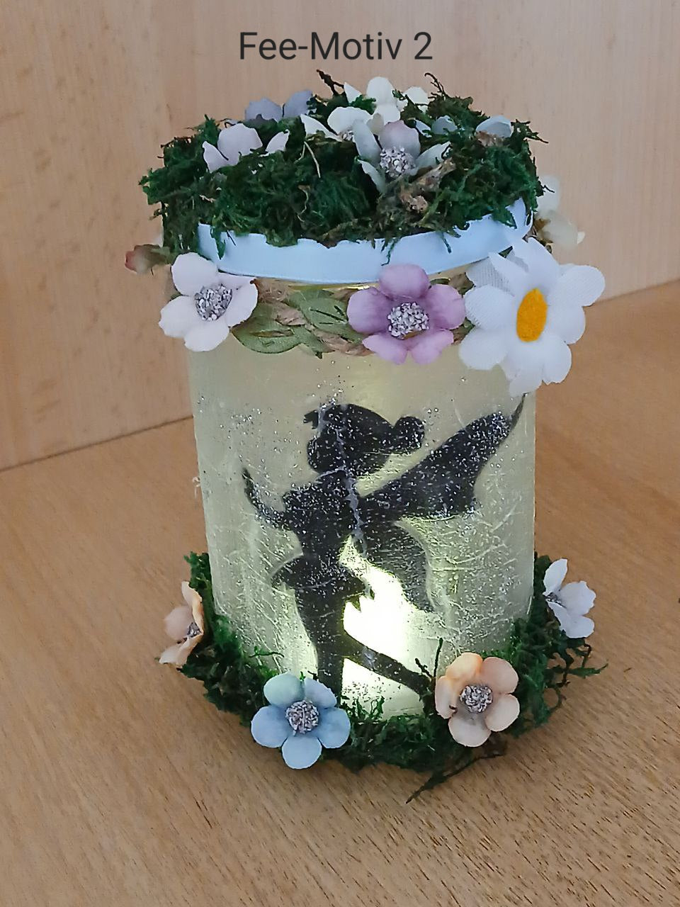 Magisches Feenglas mit LED-Teelicht – Zauberhafte Lichtquelle im Märchenstil mit wunderschönen Motiven