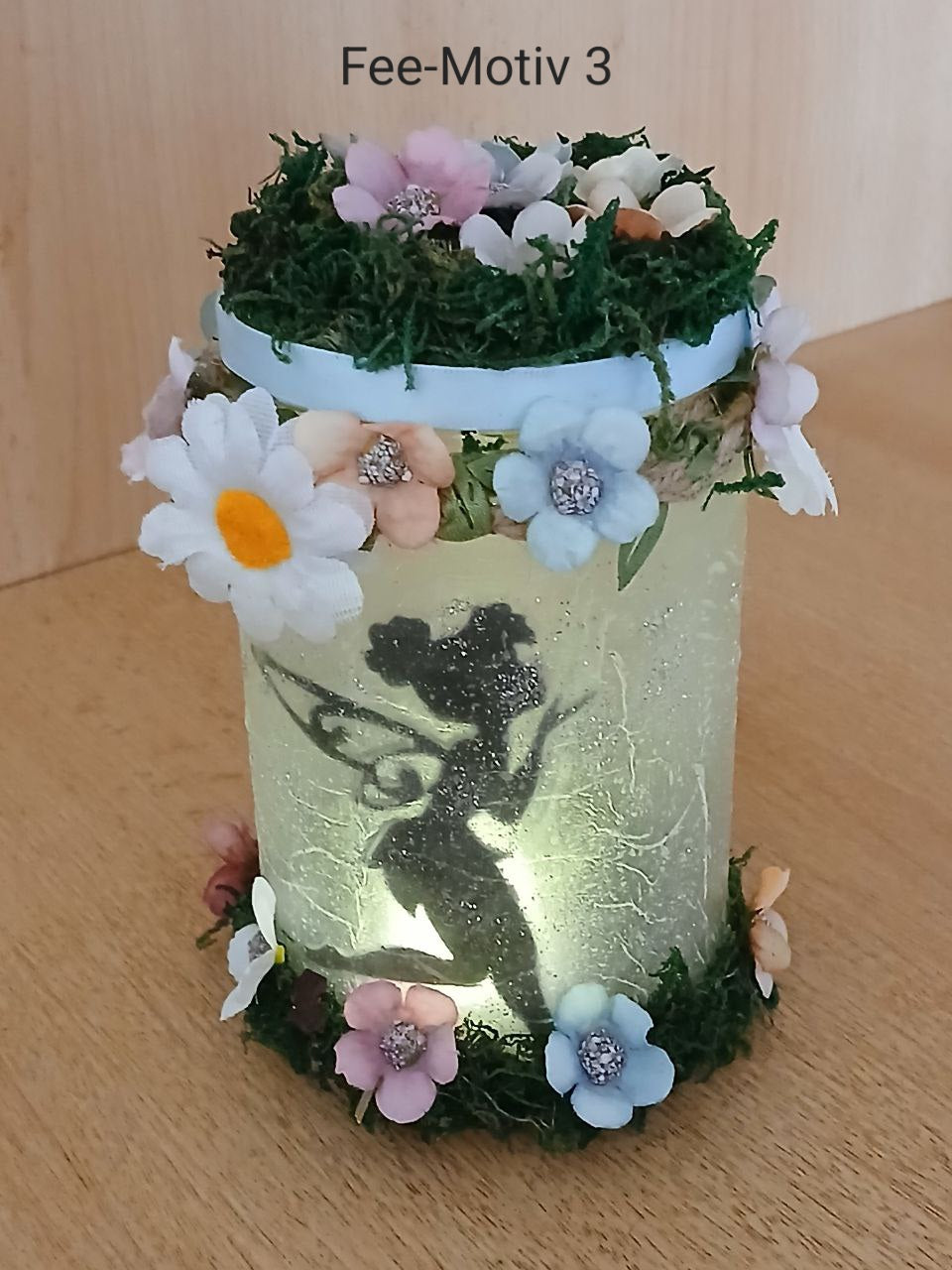 Magisches Feenglas mit LED-Teelicht – Zauberhafte Lichtquelle im Märchenstil mit wunderschönen Motiven