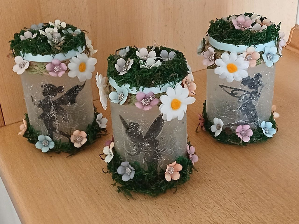 Magisches Feenglas mit LED-Teelicht – Zauberhafte Lichtquelle im Märchenstil mit wunderschönen Motiven