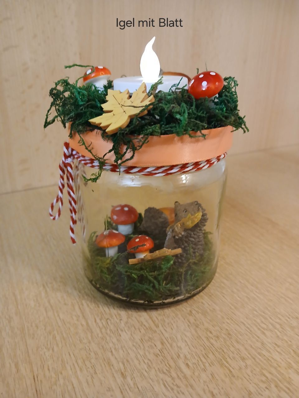 Herbstliches Einmachglas-Windlicht mit Igel – Stimmungsvolle Deko für gemütliche Herbsttage