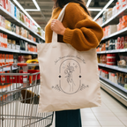 Stilvolle Tragetasche mit zartem Lineart-Design und bezaubernder Botschaft, Tragetasche mit eleganten Design im Lineart-Stil, nachhaltige Alternative Tasche