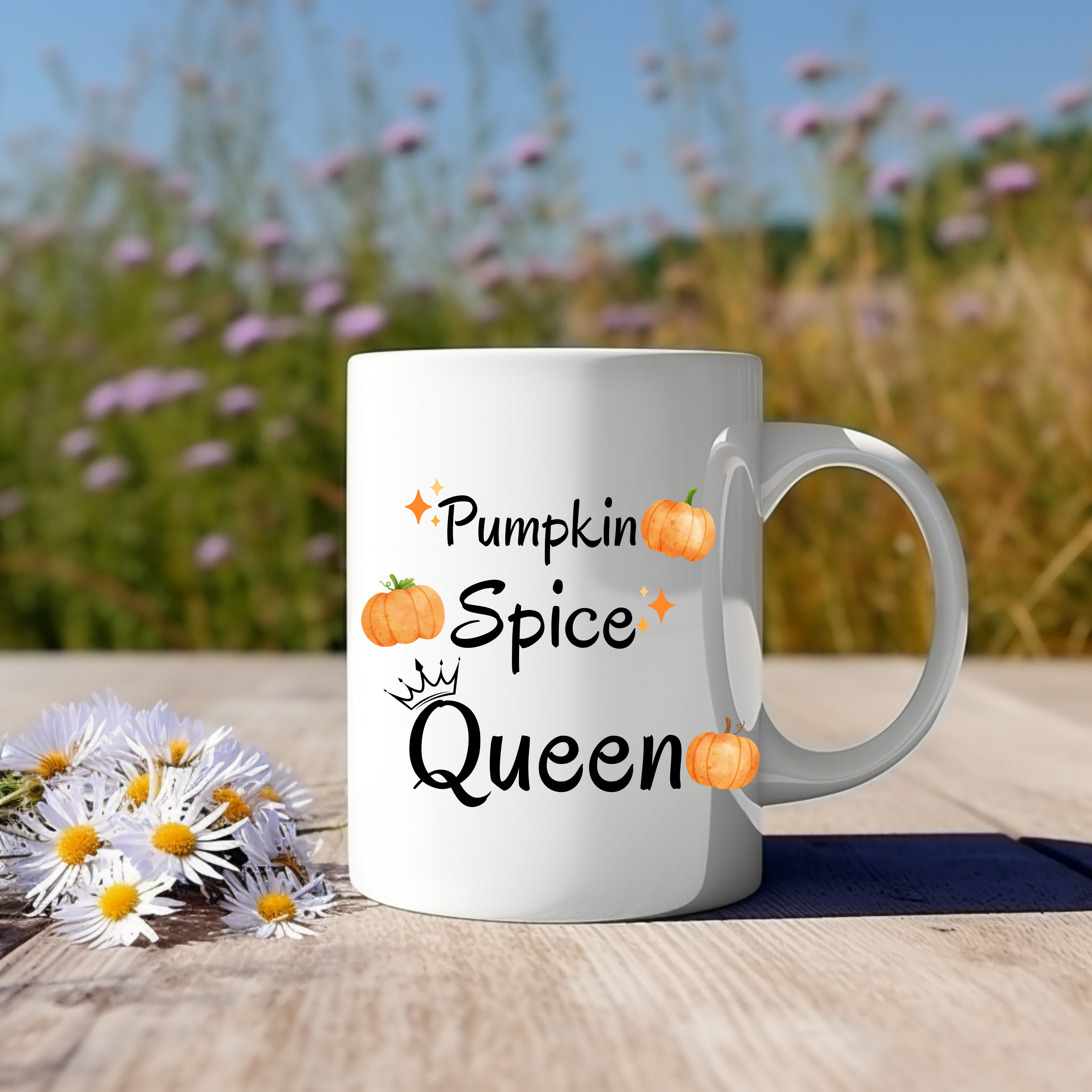 Moderne Pumpkin Spice Queen-Tasse, Pumpkin Spice Tasse, Kürbis Tasse, Lieblingstasse für Kuschelsaison, goldene Jahreszeit Tasse Herbst