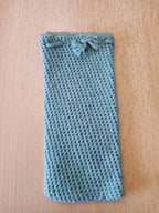 Hand-crocheted glasses case with hand-braided drawstring – 9 x 20 cm – in various colors