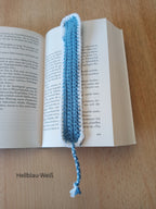 Hand-crocheted bookmark with braided ribbon – 2 x 25 cm – in various colors