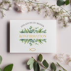 Elegantes Einladungskarten-Set zur Konfirmation, Einladung zur Konfirmation, Einladungstext auf der Innenseite, christliches Symbol Fisch