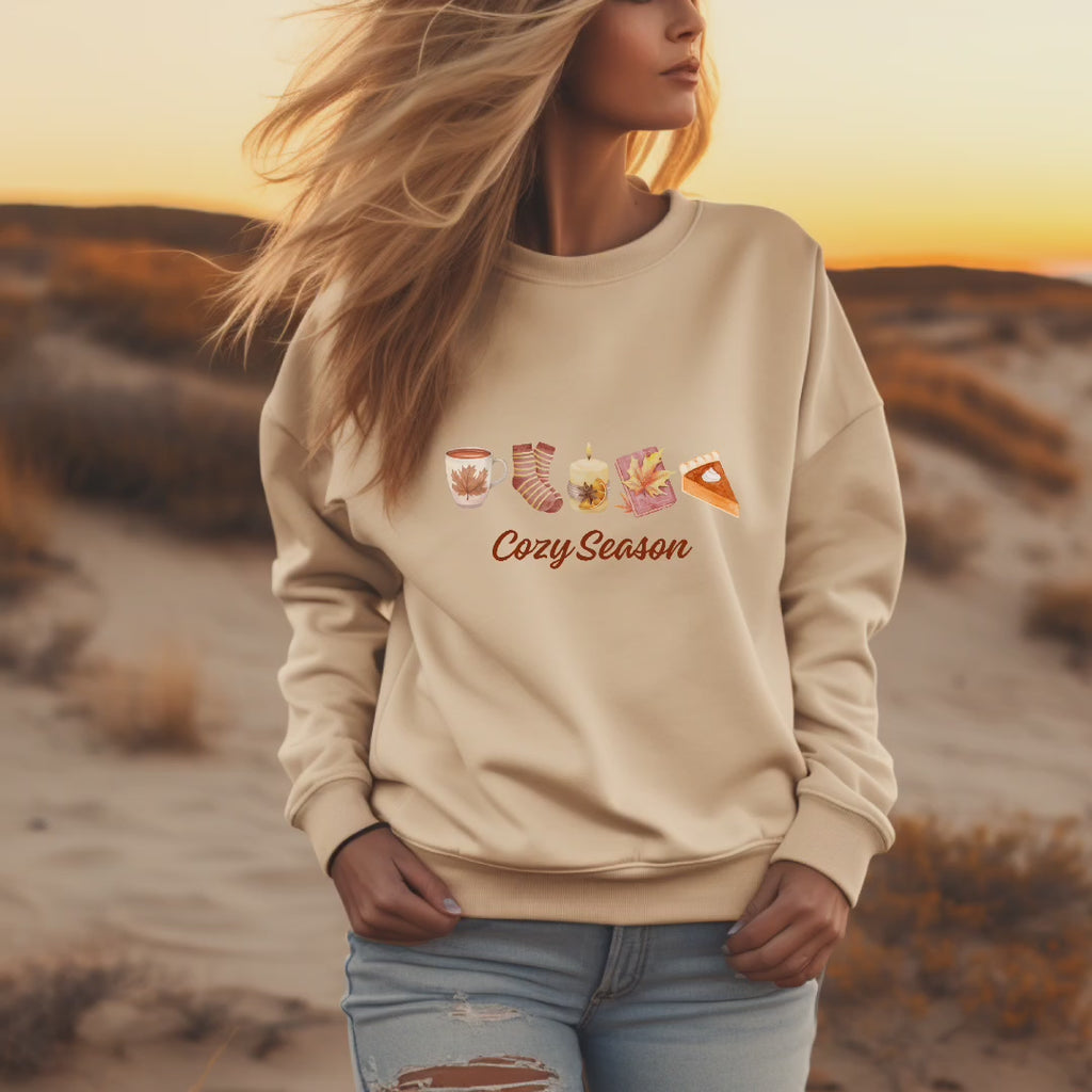 Liebevolles Cozy Season-Sweatshirt, kuschelige Jahreszeit Sweatshirt, goldenen Oktober, herbstliche Symbole Shirt, Geschenk für Leseratten