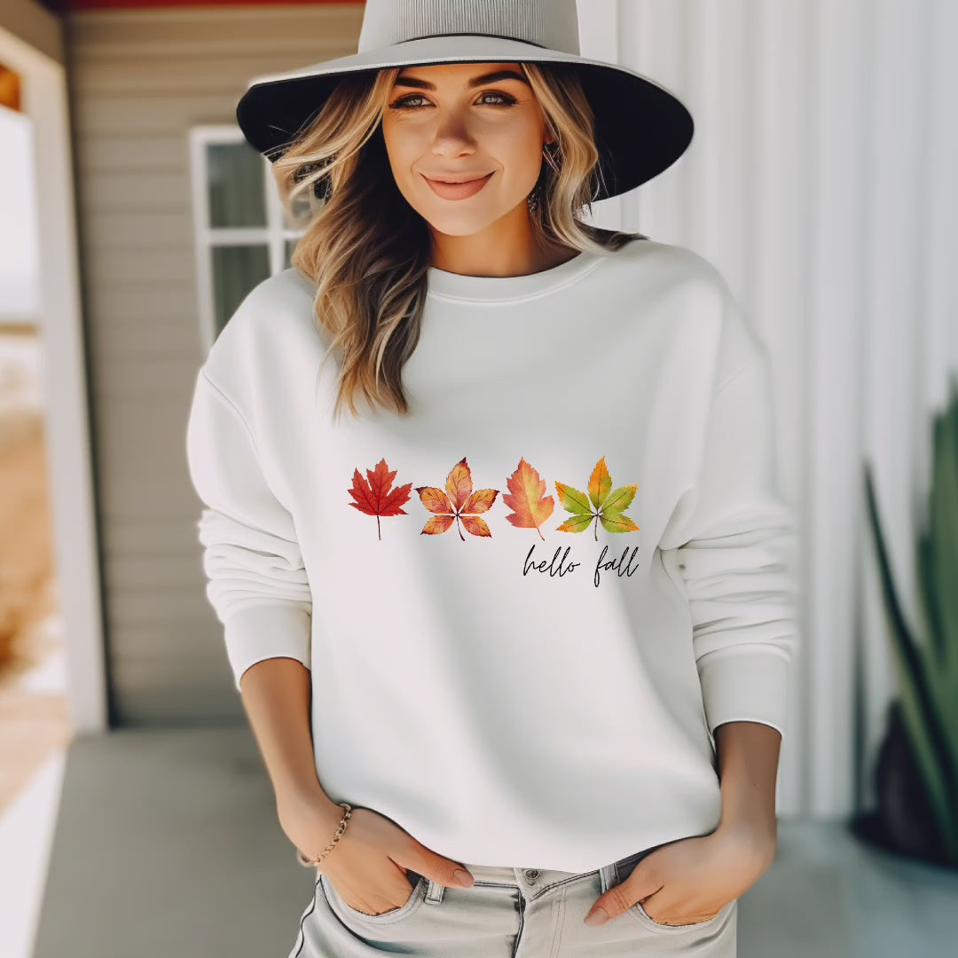 Schönes hello fall Sweatshirt, herbstliches Blätter Sweatshirt, wohliges Gefühl Herbstoutfit, Herbstfreude Sweatshirt, Herbst Sweatshirt