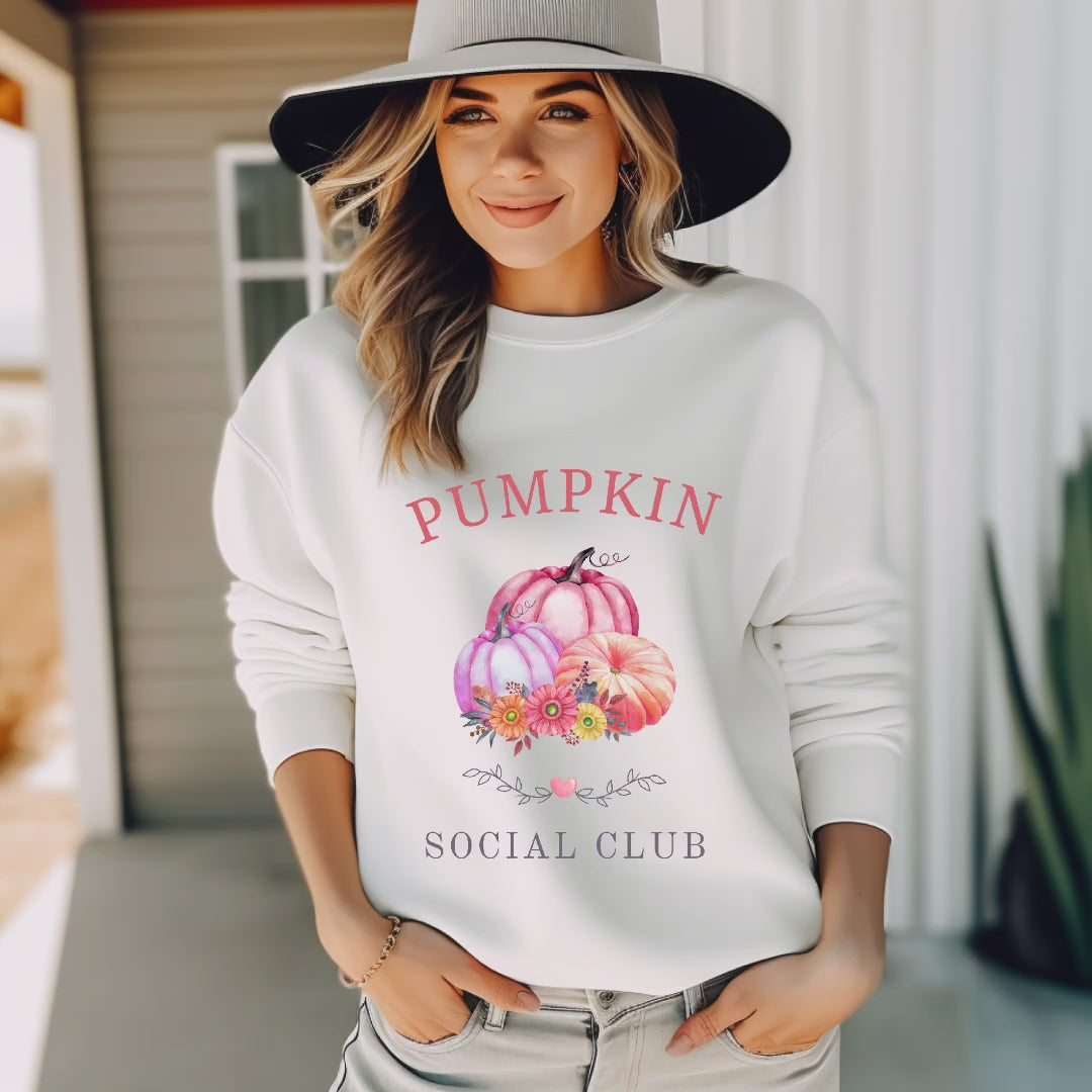 Einzigartiges Kürbis Sweatshirt, Pumpkin Social Club Sweatshirt, Herbst Sweatshirt, Statement-Piece für Herbst-Fans, herbstliches Sweatshirt