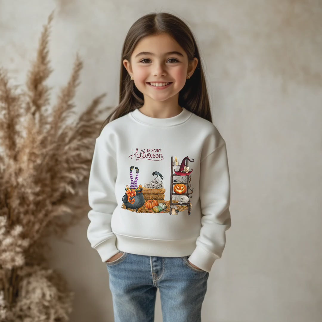 Einzigartiges Halloween Kinder Sweatshirt, Be Scary Halloween-Sweatshirt, gruselig-cooles Sweatshirt, Sweatshirt spooky season, Halloween-Party