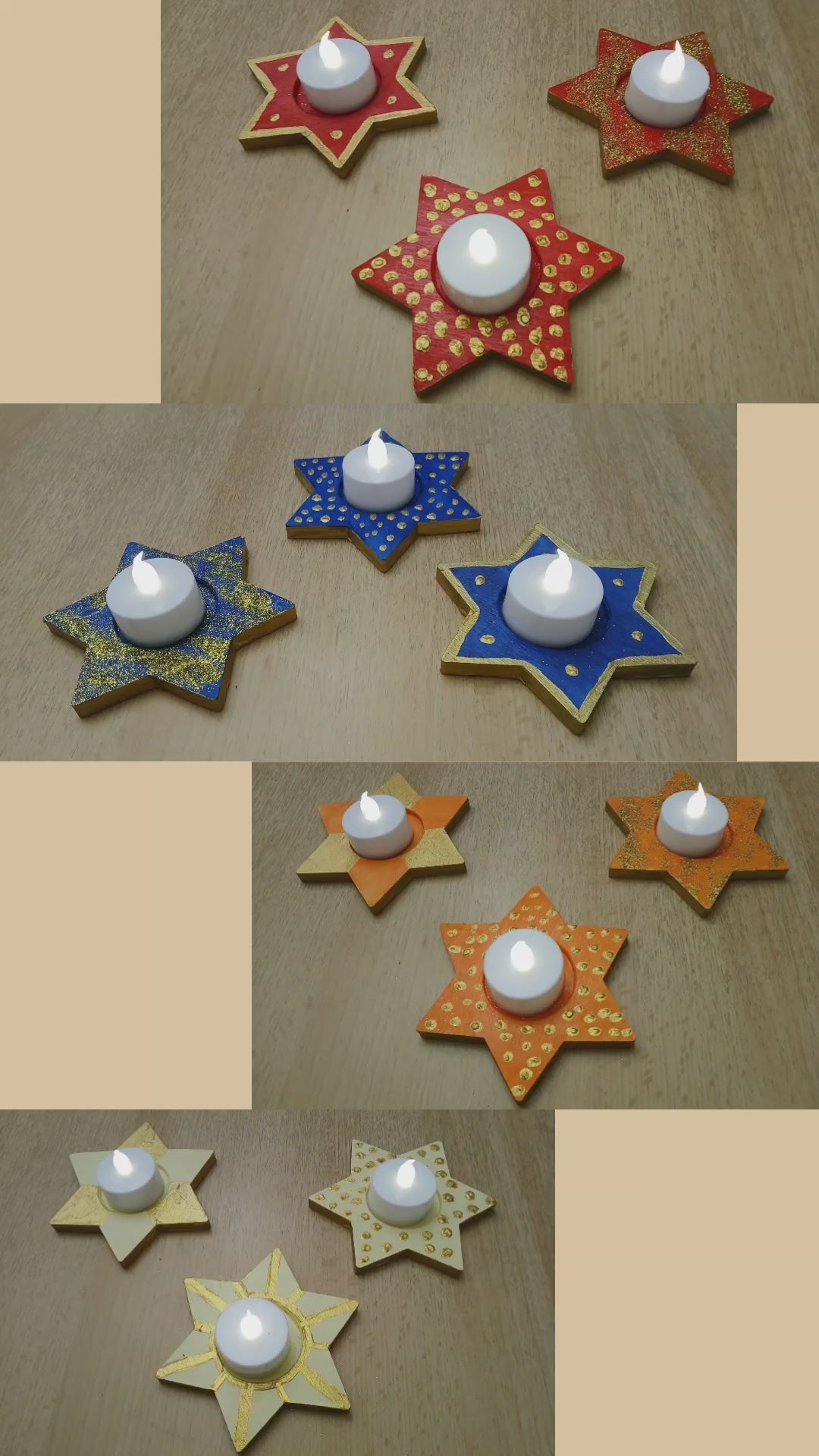 Bezaubernde Teelichthalter in Sternform im 3er Set – Weihnachtliche Tischdekoration inkl. Kerzen