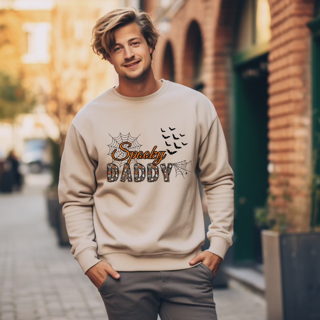 Stylisches Halloween Sweatshirt für Väter, Spooky Daddy Sweatshirt, Halloween Sweatshirt, Must-Have für Papas, Halloween Papa Sweatshirt